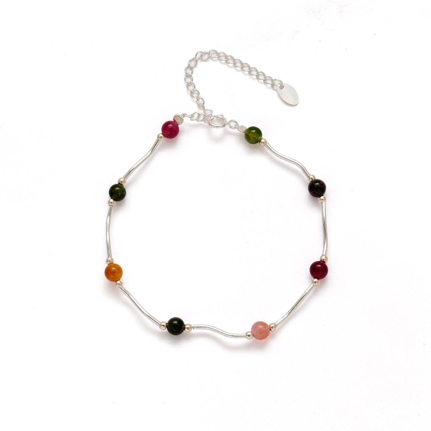 925 Sterling Silver Multi-Gemstone Bracelet, 8.5" – Elegant Minimalist Gift for Women - Kanika Creations