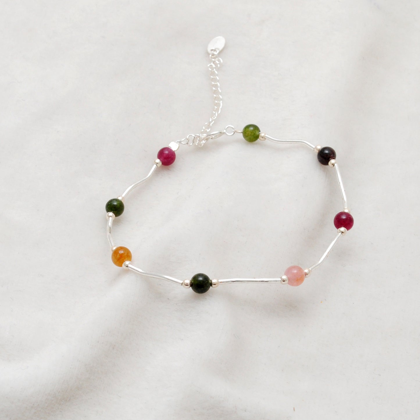 925 Sterling Silver Multi-Gemstone Bracelet, 8.5" – Elegant Minimalist Gift for Women - Kanika Creations