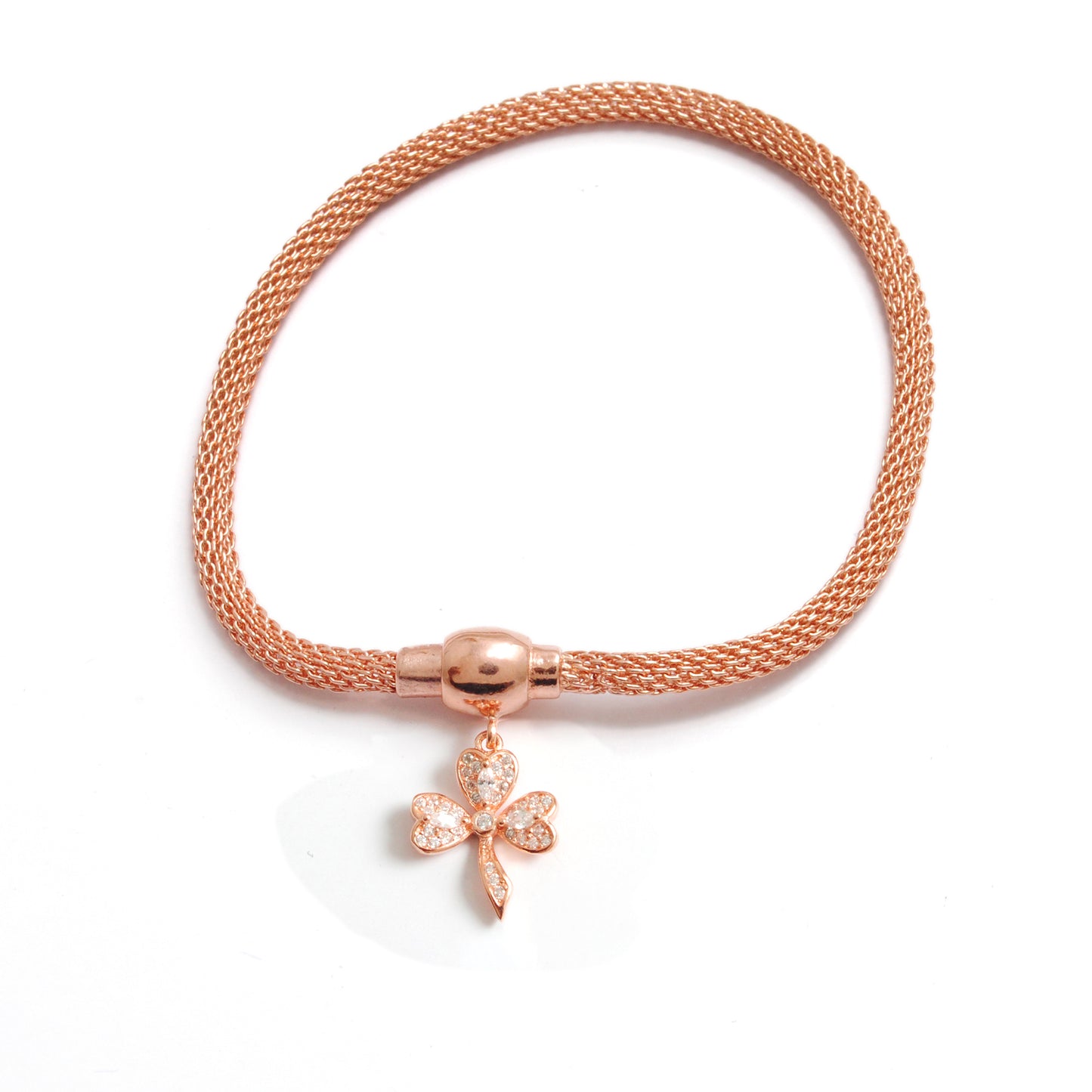 925 Sterling Silver CZ Flower Openable Bracelet – Rose Gold Plated – Handmade Jewelry, Gift for Her - Kanika Creations