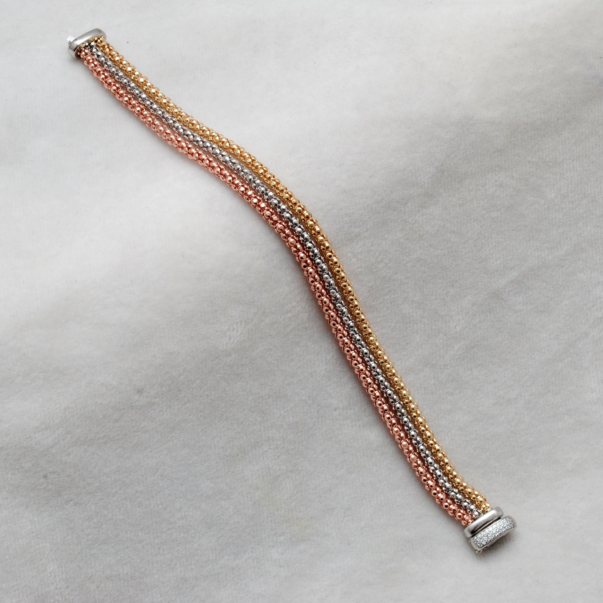 925 Sterling Silver Triple Tone Mesh Bracelet – Handmade Jewelry, Unisex Gift - Kanika Creations