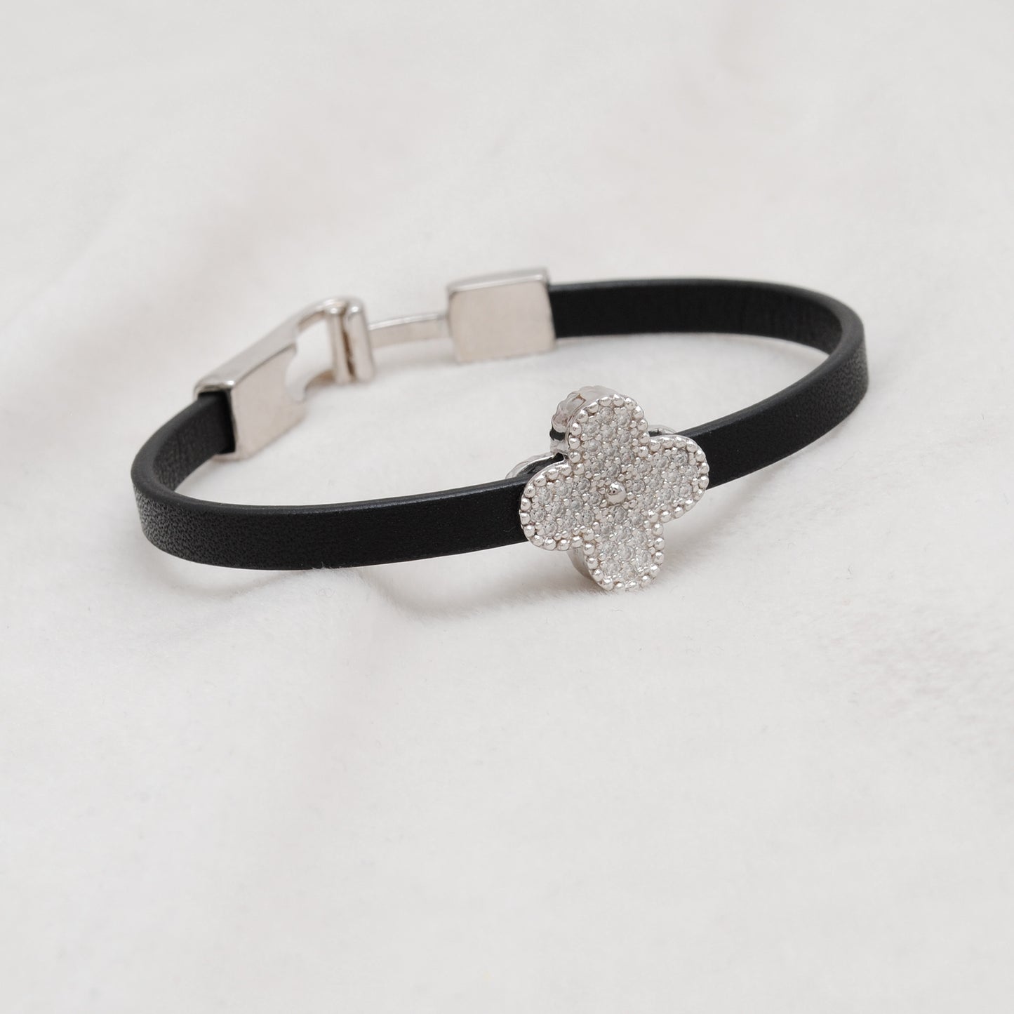 925 Sterling Silver CZ Leather Bracelet, Rose Gold and Silver 7.5 Inch – Stylish & Durable Gift - Kanika Creations