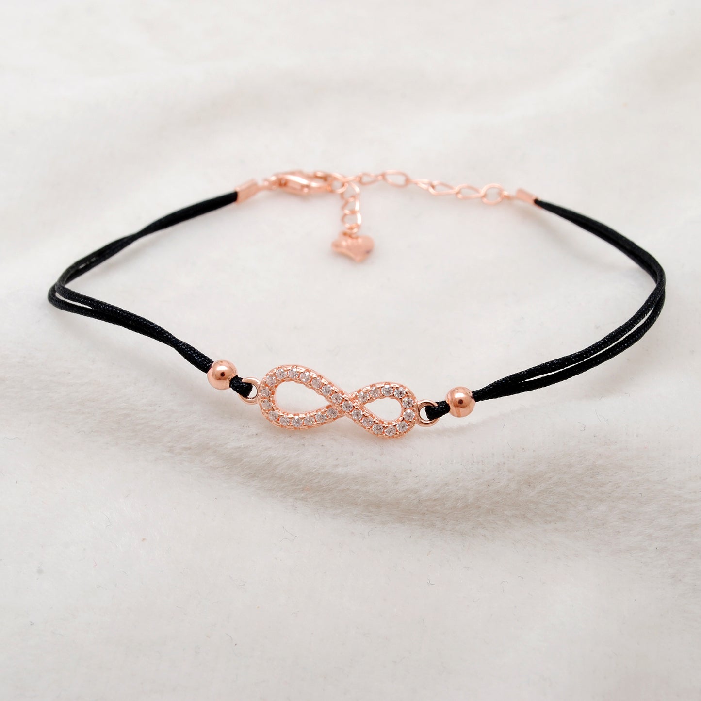 925 Sterling Silver Infinity CZ Bracelet, 8-Inch, Rose Gold & Silver Plated, Symbolic Jewelry - Kanika Creations