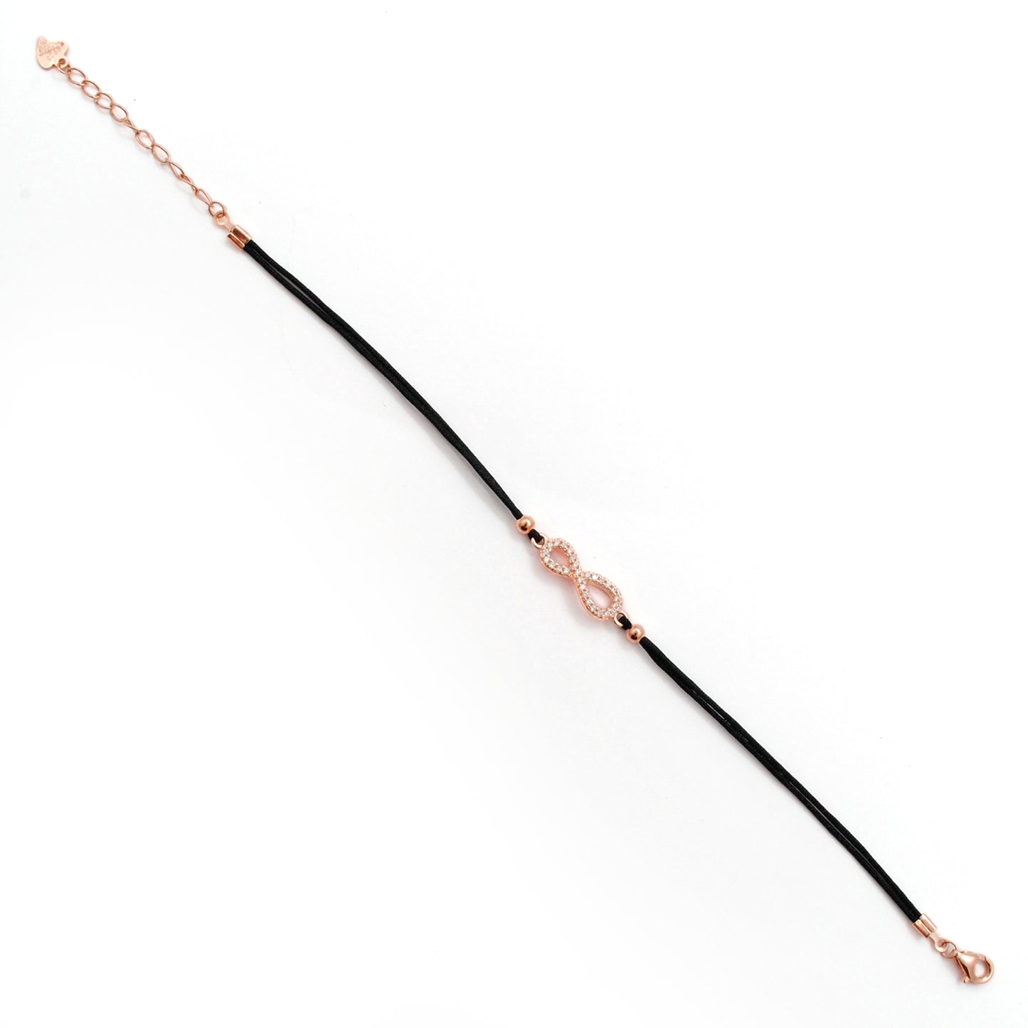 925 Sterling Silver Infinity CZ Bracelet, 8-Inch, Rose Gold & Silver Plated, Symbolic Jewelry - Kanika Creations