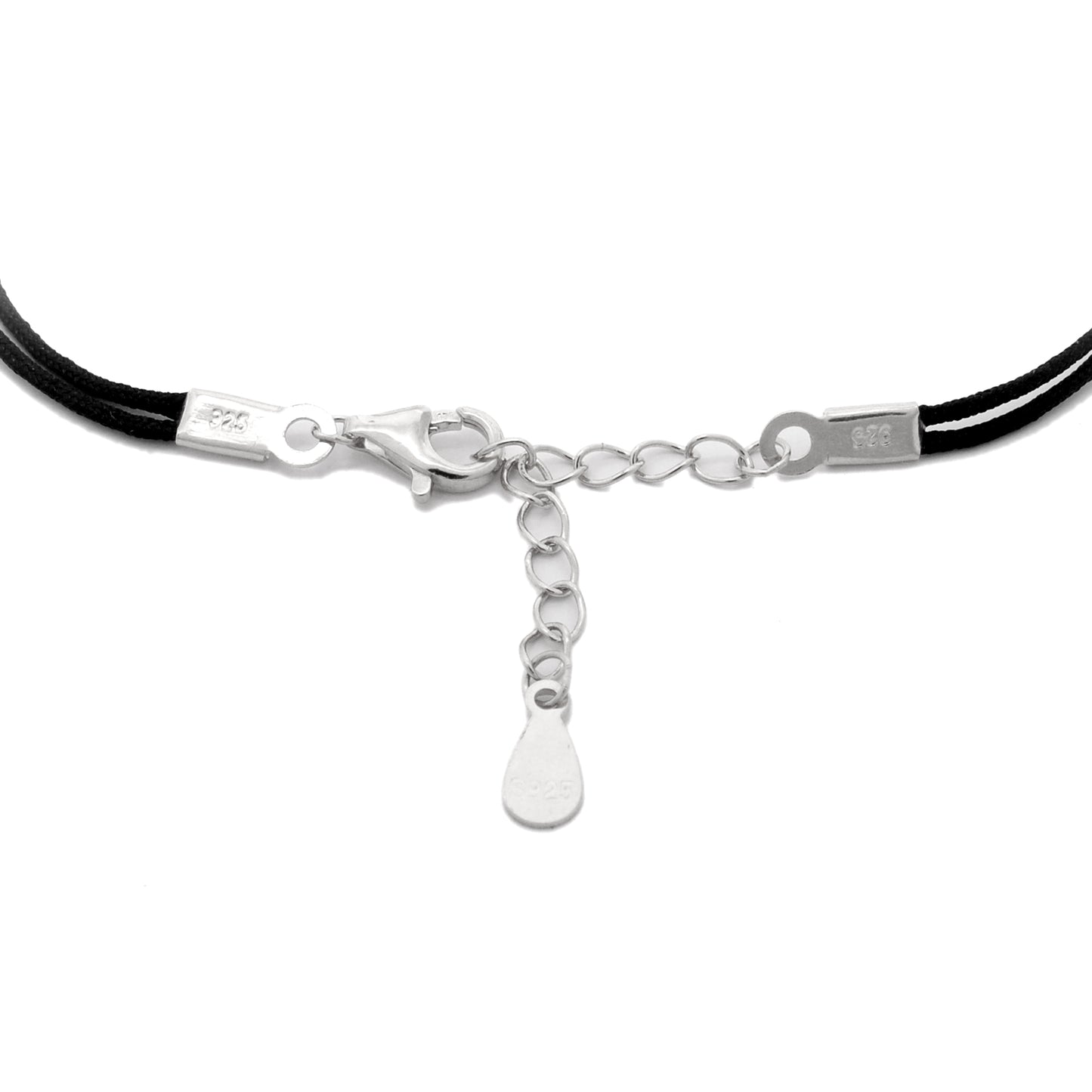 925 Sterling Silver Infinity Heartbeat Bracelet with CZ – Black Cord Gift for Her - Kanika Creations