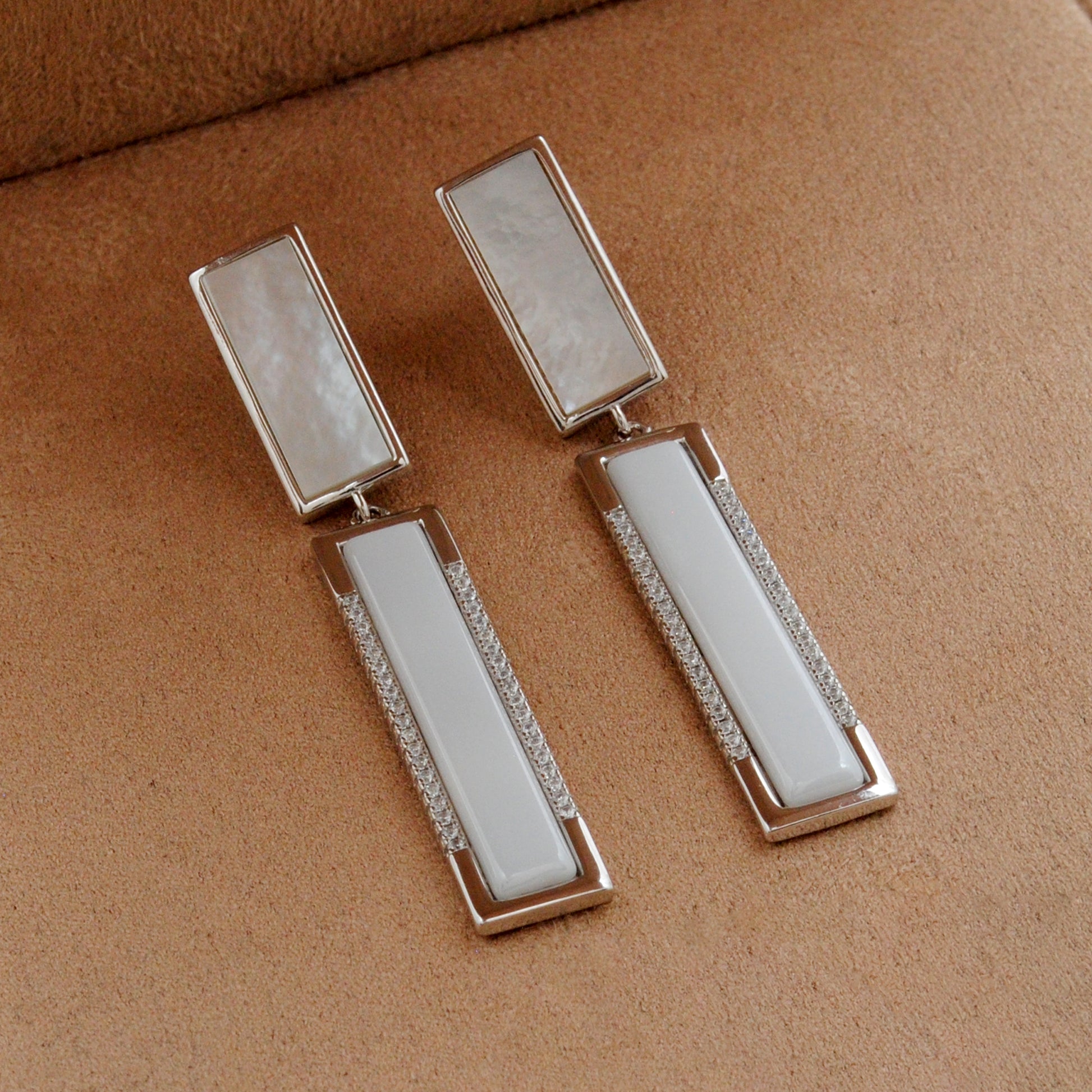 925 Sterling Silver and Gold Plated CZ Long Dangle Earrings Set – Statement Gift for Her - Kanika Creations