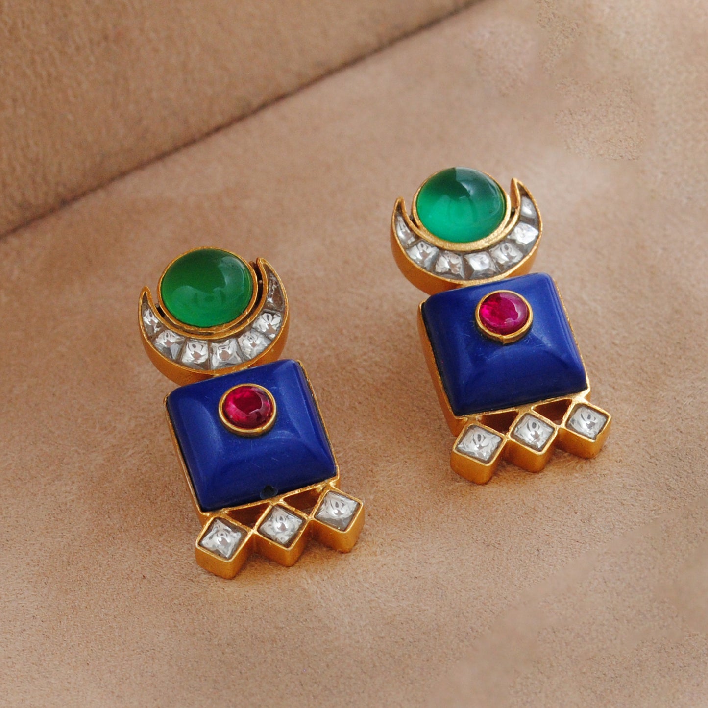 925 Sterling Silver Enamel Onyx Dangle Earrings – Statement Gift for Women - Kanika Creations