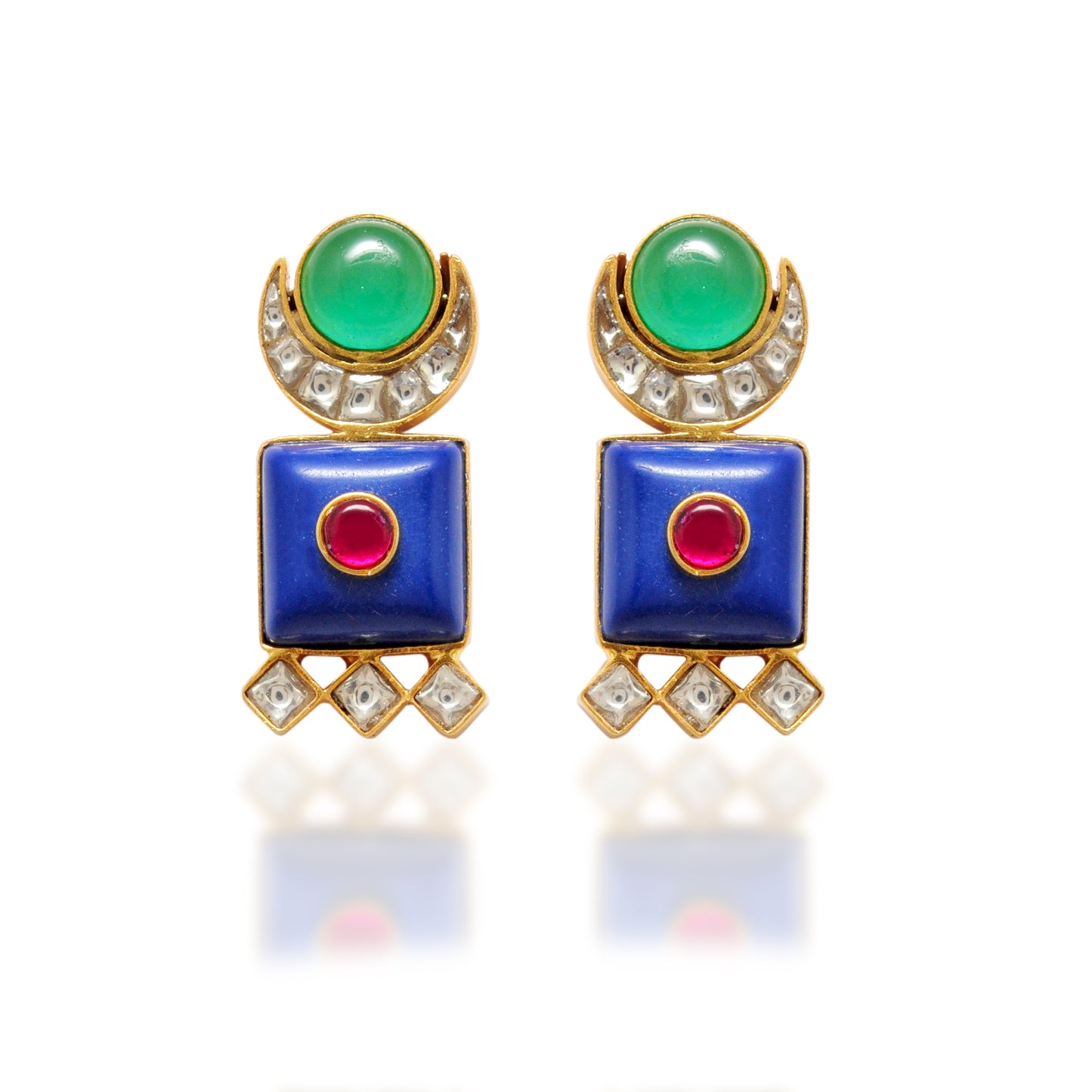 925 Sterling Silver Enamel Onyx Dangle Earrings – Statement Gift for Women - Kanika Creations