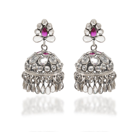 Antique CZ Dangle Earrings – Handmade 925 Silver Jewelry – Elegant Gift for Her - Kanika Creations