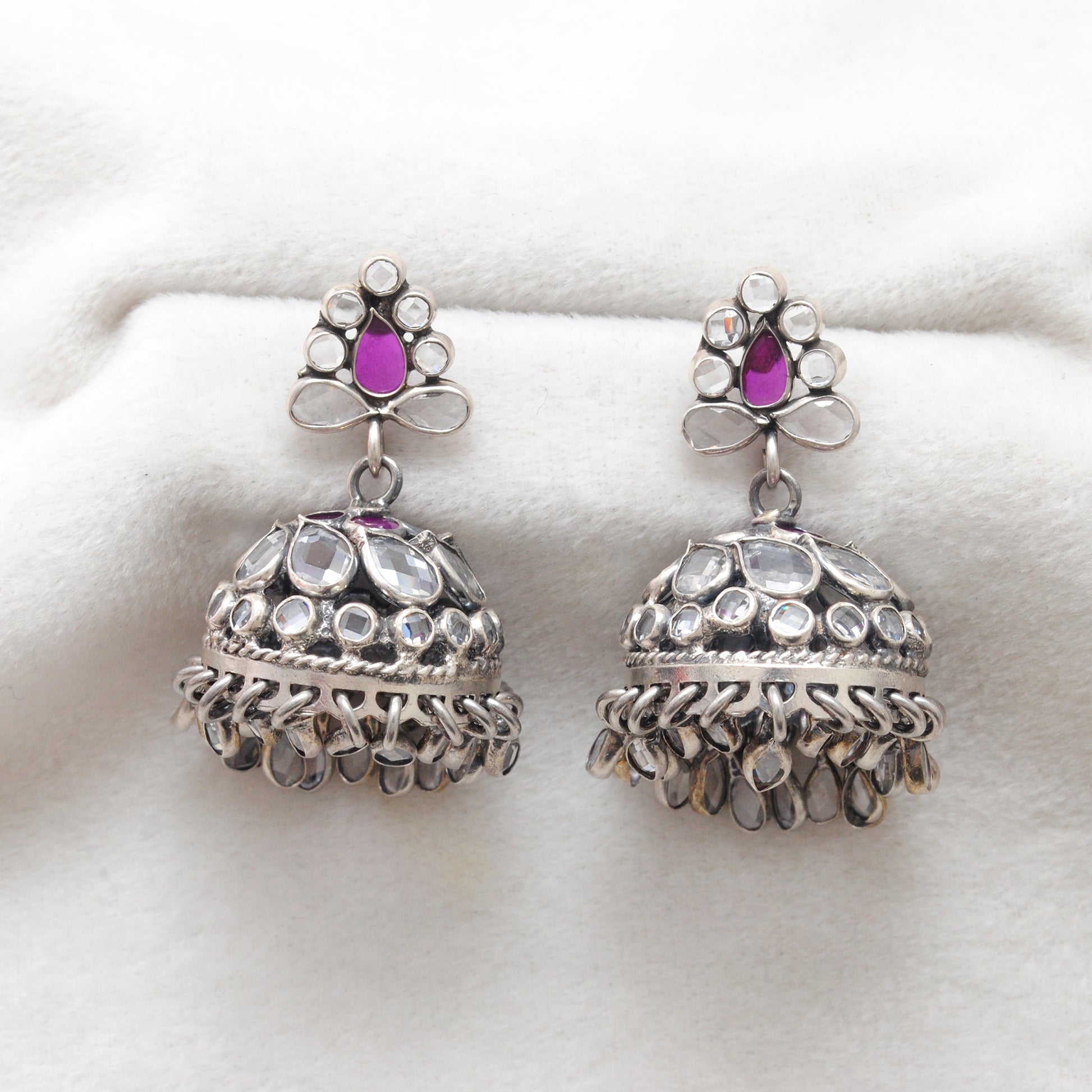 Antique CZ Dangle Earrings – Handmade 925 Silver Jewelry – Elegant Gift for Her - Kanika Creations