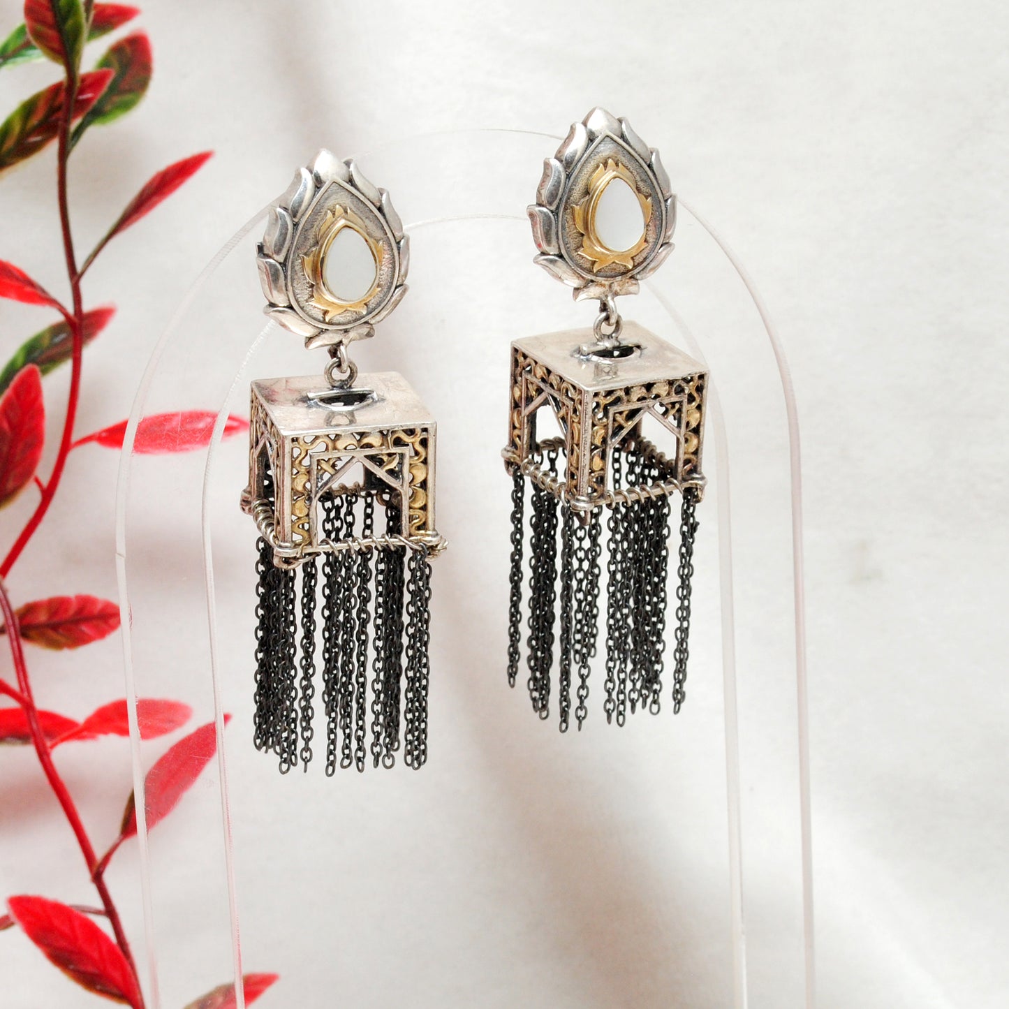 925 Sterling Silver Oxidized Jharokha Dangle Earrings – Temple Jewelry, Gift for Her - Kanika Creations