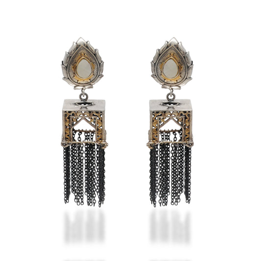 925 Sterling Silver Oxidized Jharokha Dangle Earrings – Temple Jewelry, Gift for Her - Kanika Creations