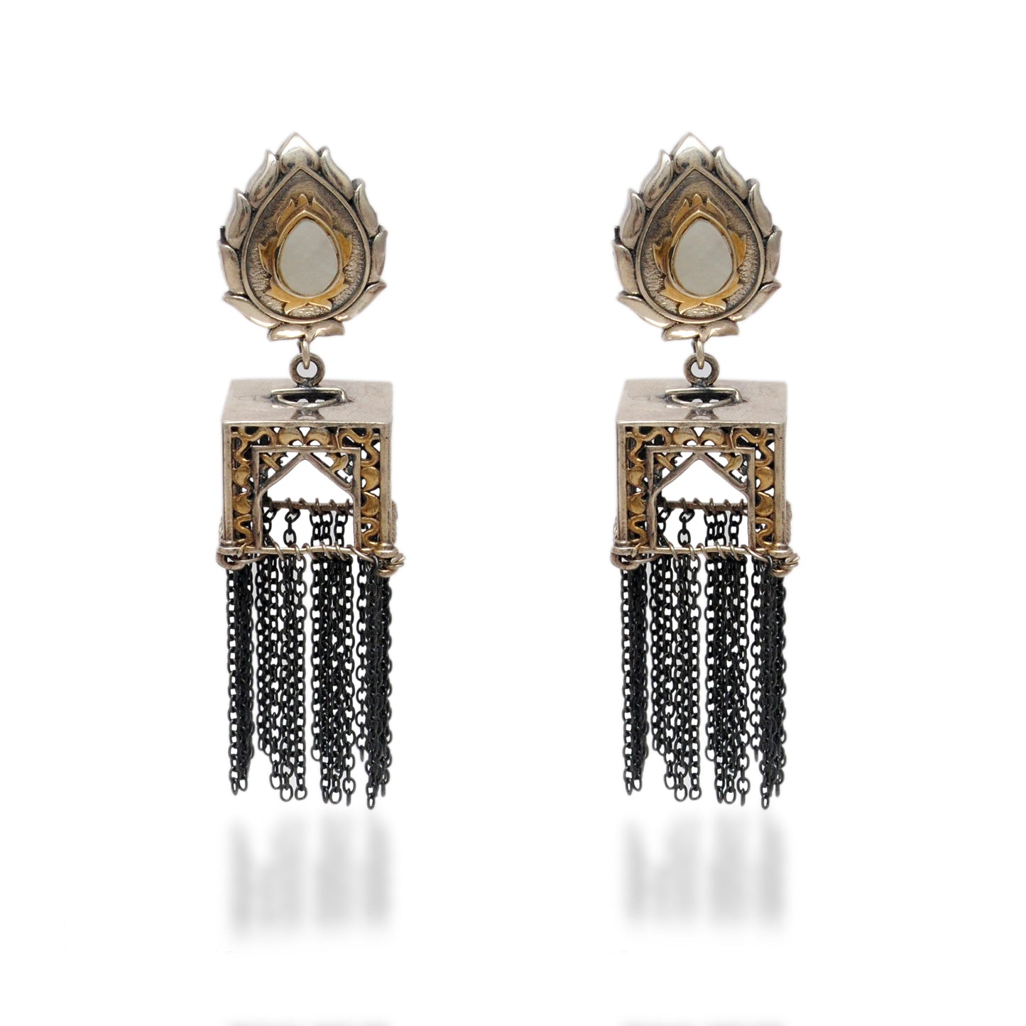 925 Sterling Silver Oxidized Jharokha Dangle Earrings – Temple Jewelry, Gift for Her - Kanika Creations