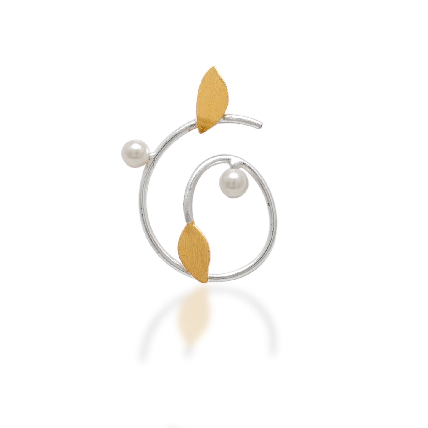 925 Sterling Silver Pearl Enamel Pendant Set – Leaf Design