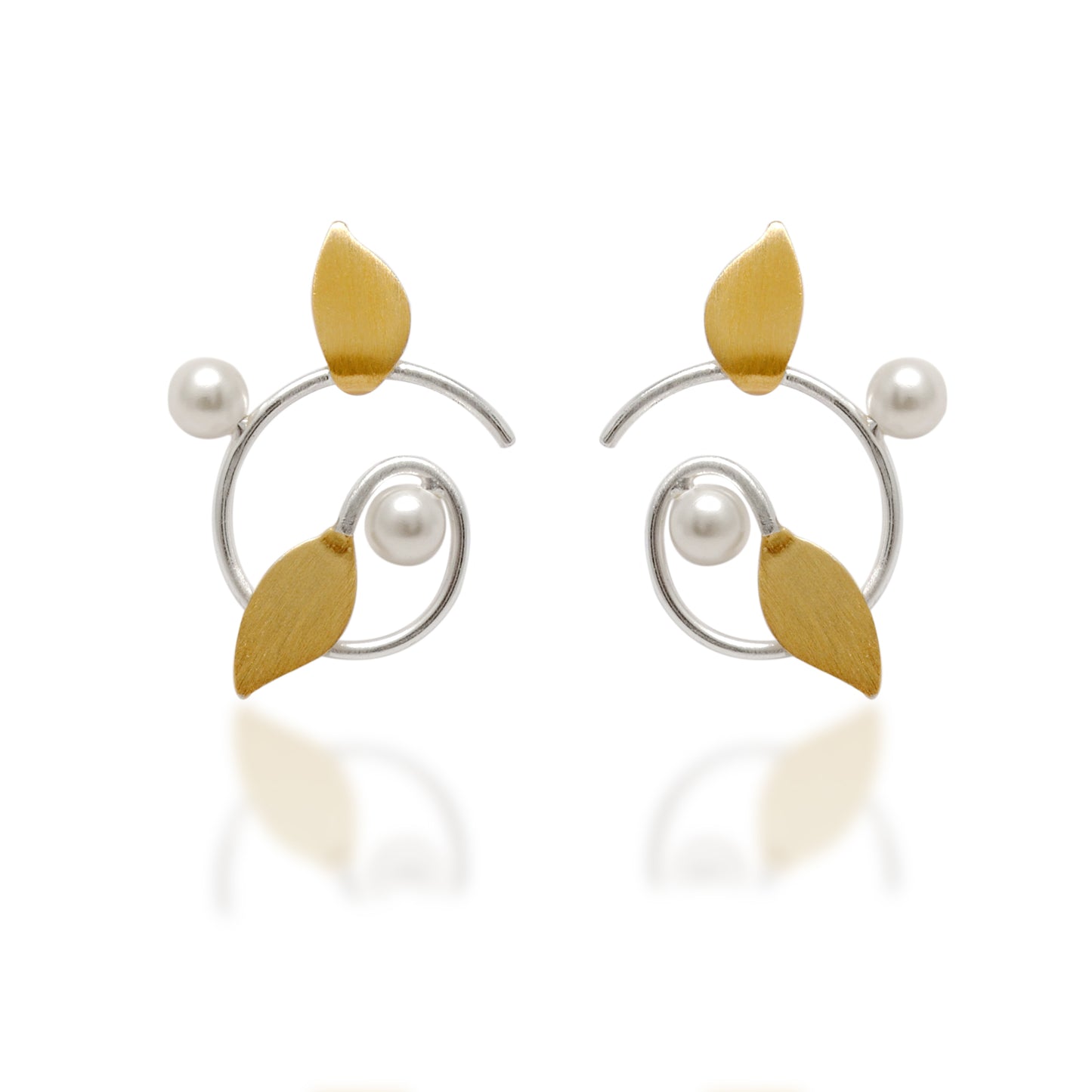925 Sterling Silver Pearl Enamel Pendant Set – Leaf Design