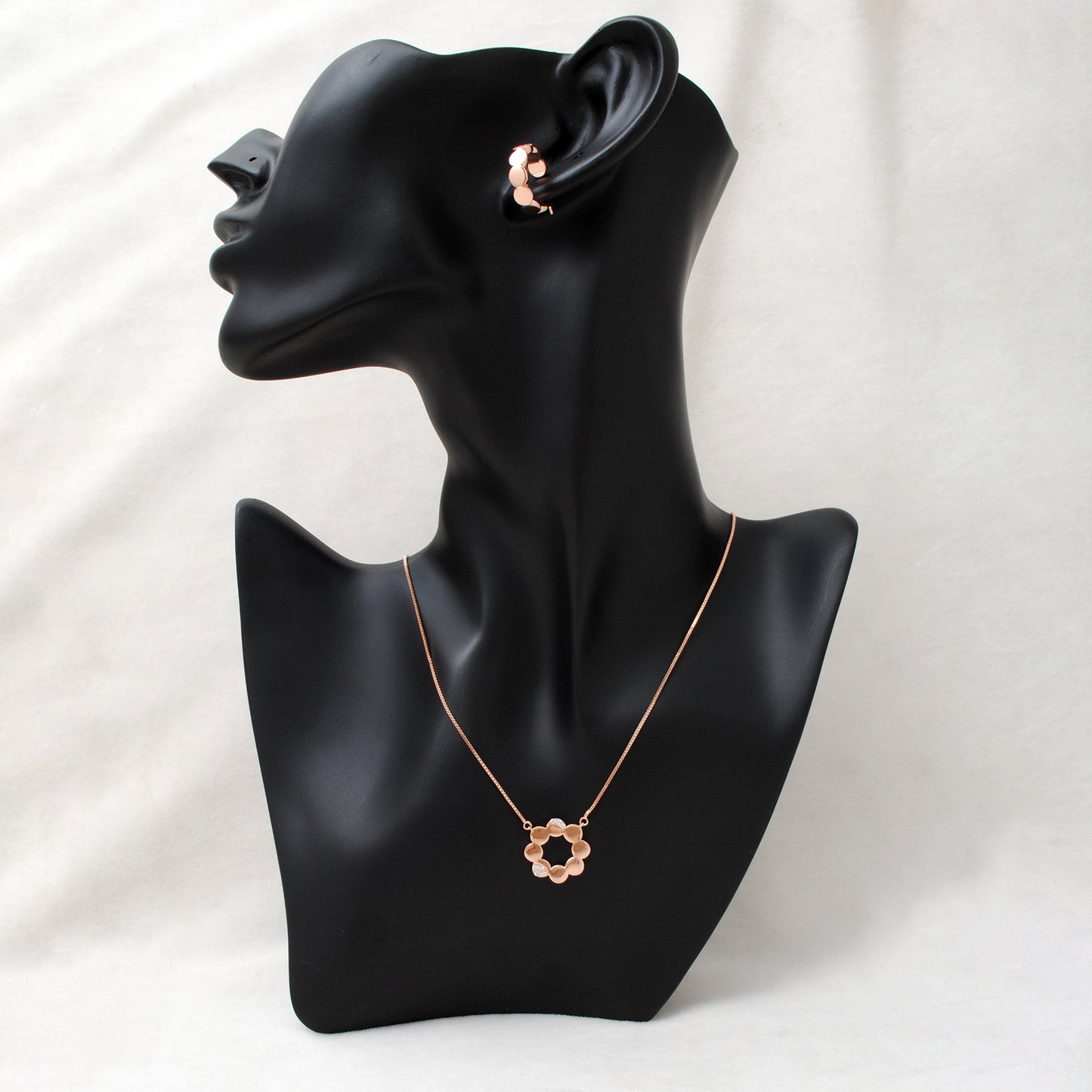 925 Silver CZ Necklace & Earrings Set with Band Ring – Gold & Silver Finish