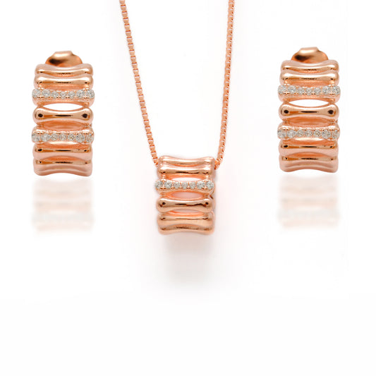 Gold Plated CZ Necklace & Earrings Set – 925 Silver Jewelry