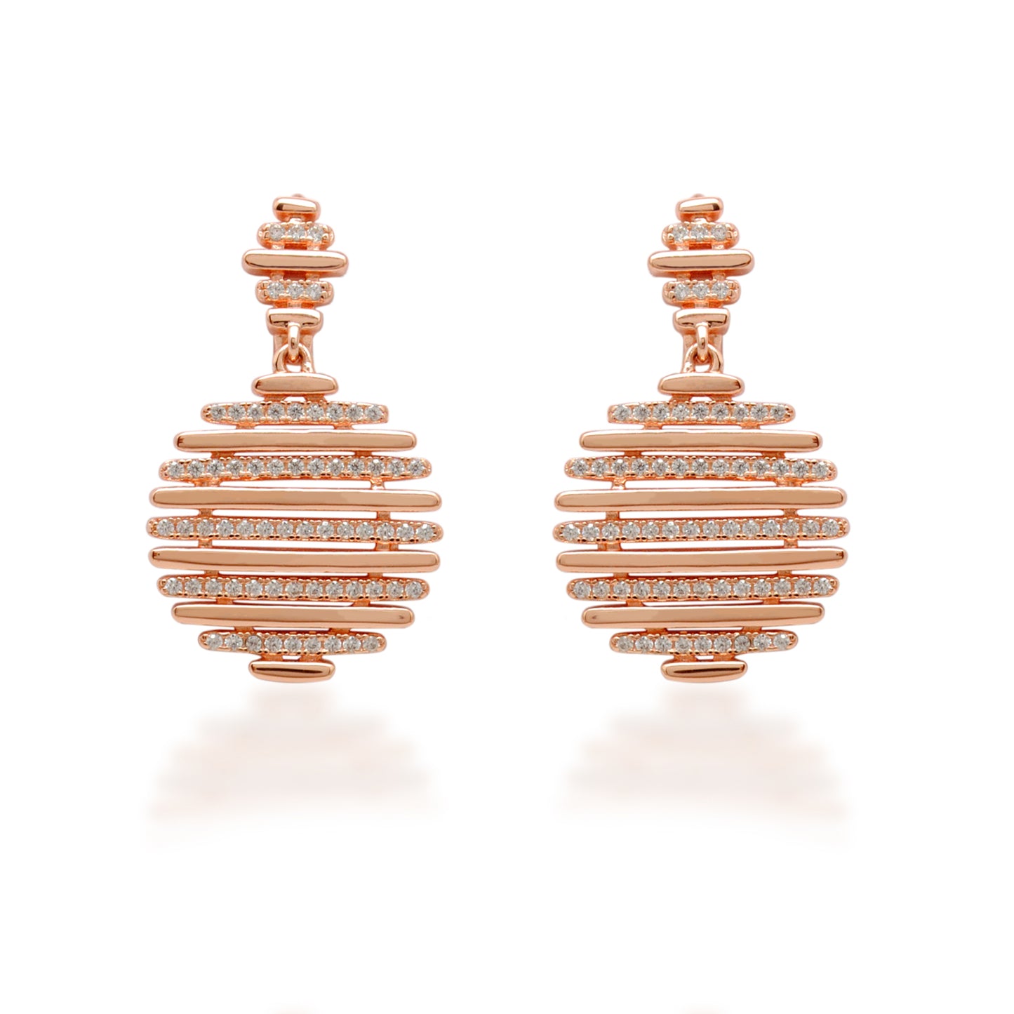 Gold Plated Fluted CZ Necklace & Earrings Set – 925 Silver Jewelry