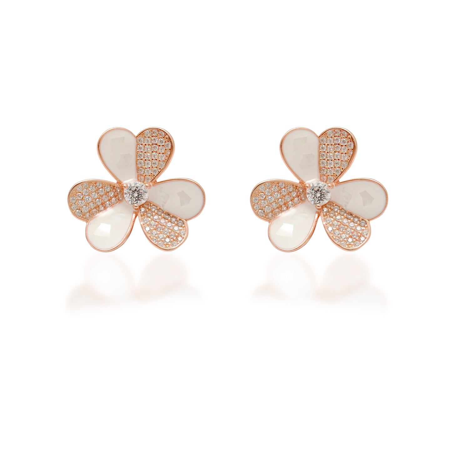 Floral CZ Necklace & Earrings Set – 925 Silver & Gold Plated