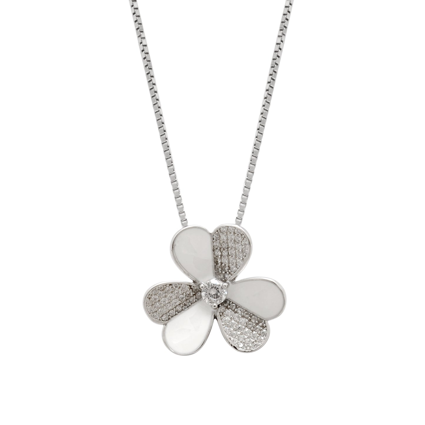 Floral CZ Necklace & Earrings Set – 925 Silver & Gold Plated
