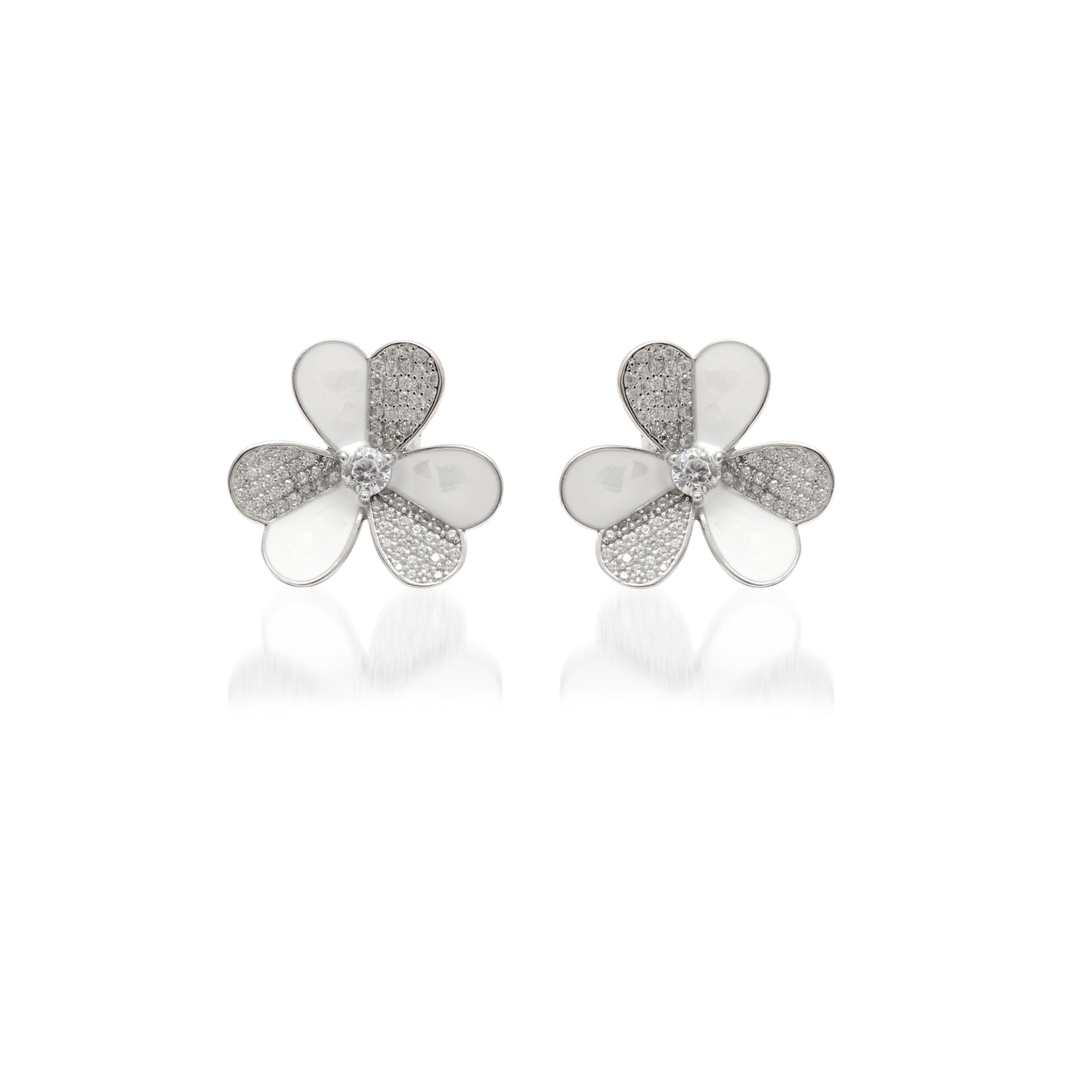 Floral CZ Necklace & Earrings Set – 925 Silver & Gold Plated