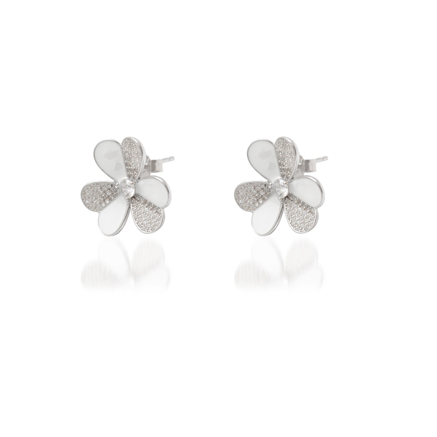 Floral CZ Necklace & Earrings Set – 925 Silver & Gold Plated