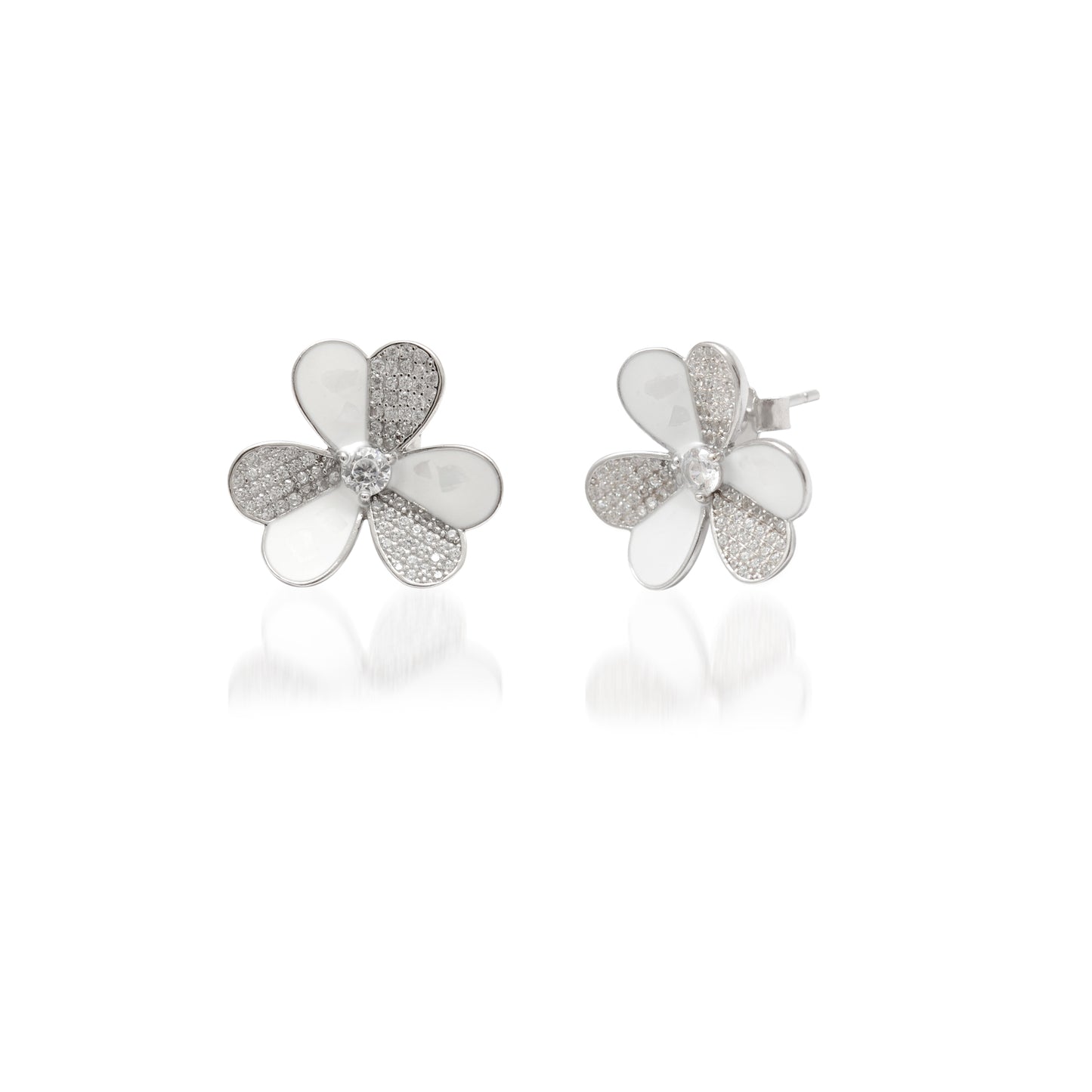 Floral CZ Necklace & Earrings Set – 925 Silver & Gold Plated