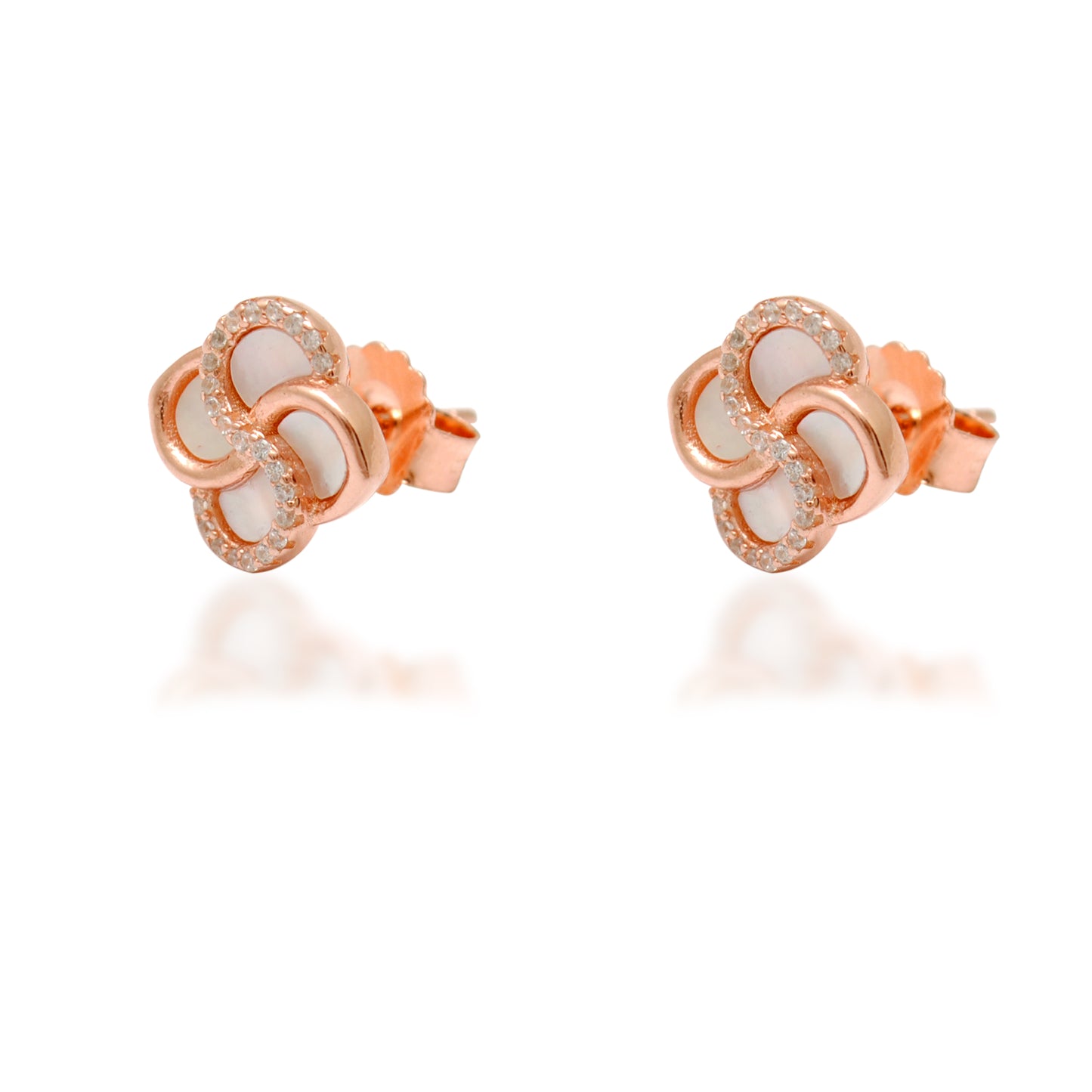 Gold Plated Floral CZ Necklace & Earrings Set – 925 Silver Jewelry