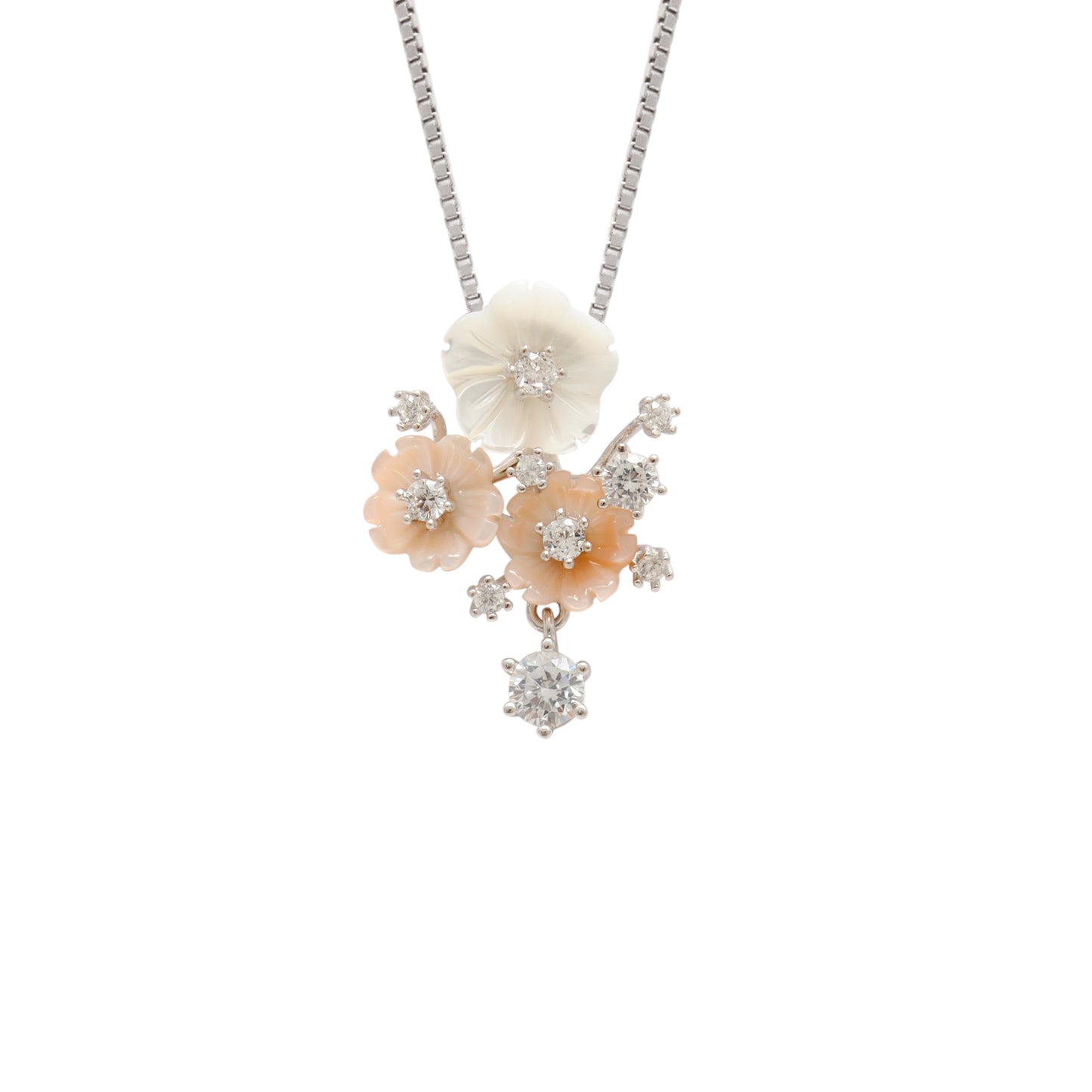 Bold Floral Enamel CZ Necklace & Earrings Set – 925 Sterling Silver, 17+2 Inch