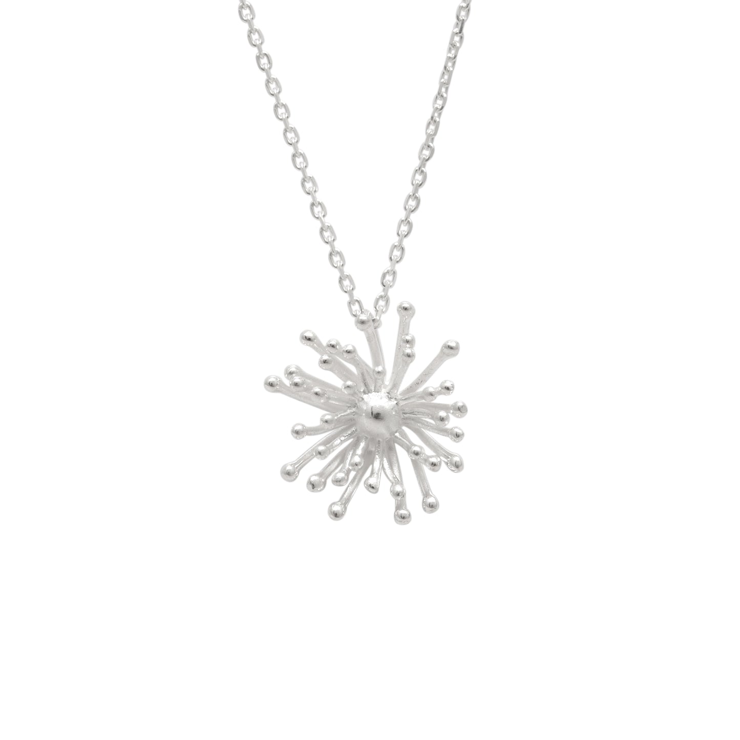 Dandelion CZ Necklace Earrings Set – 925 Sterling Silver, 19 Inch