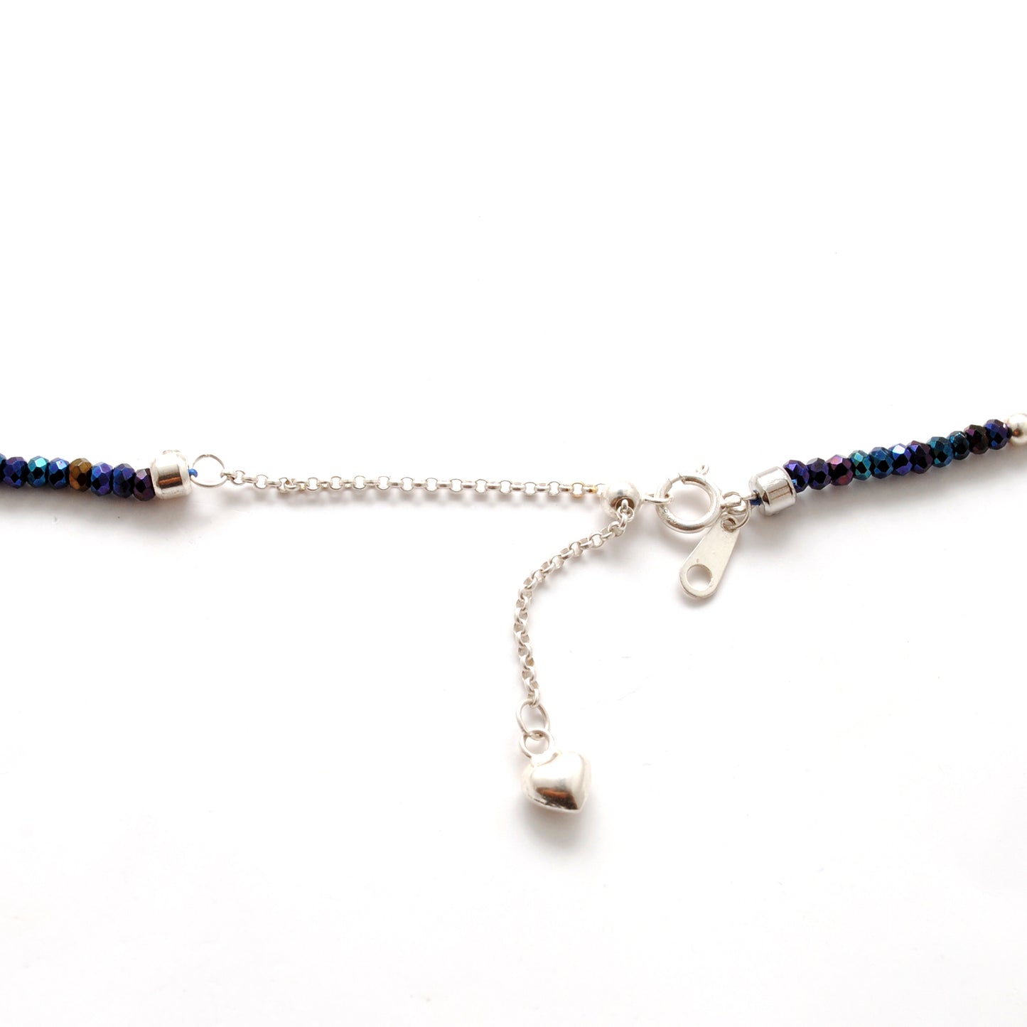 Blue Mystic Coated Faceted Beaded Silver Charm Necklace
