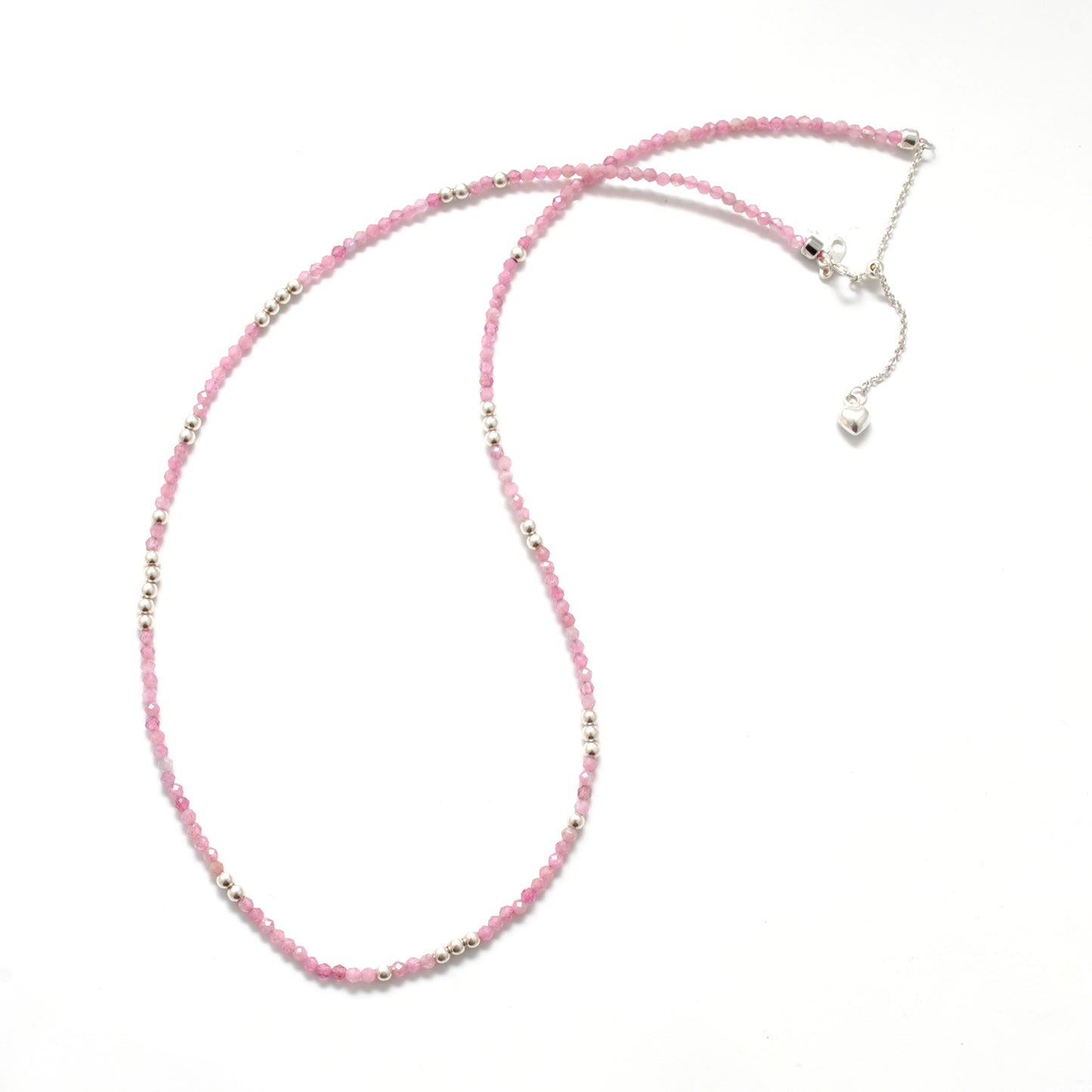 Pink Tourmaline Minimalist Silver Charm Necklace
