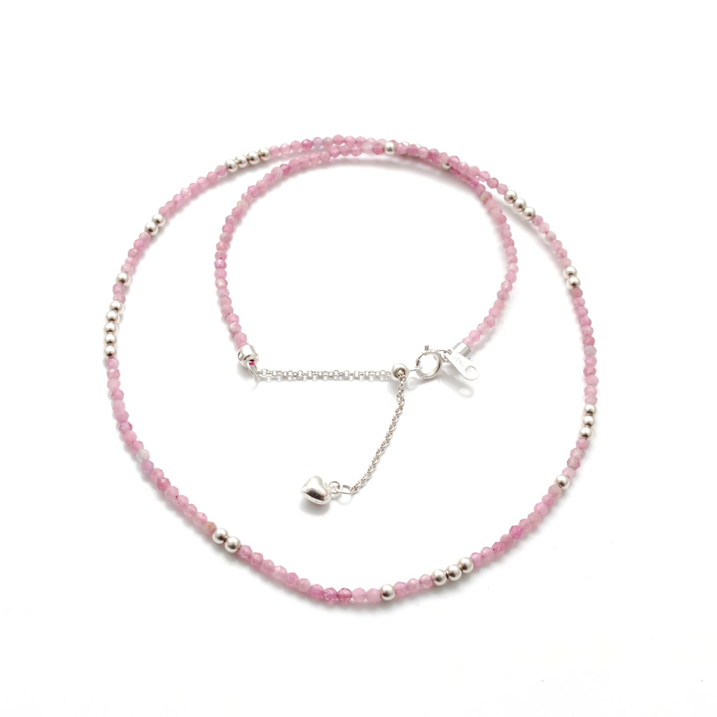 Pink Tourmaline Minimalist Silver Charm Necklace