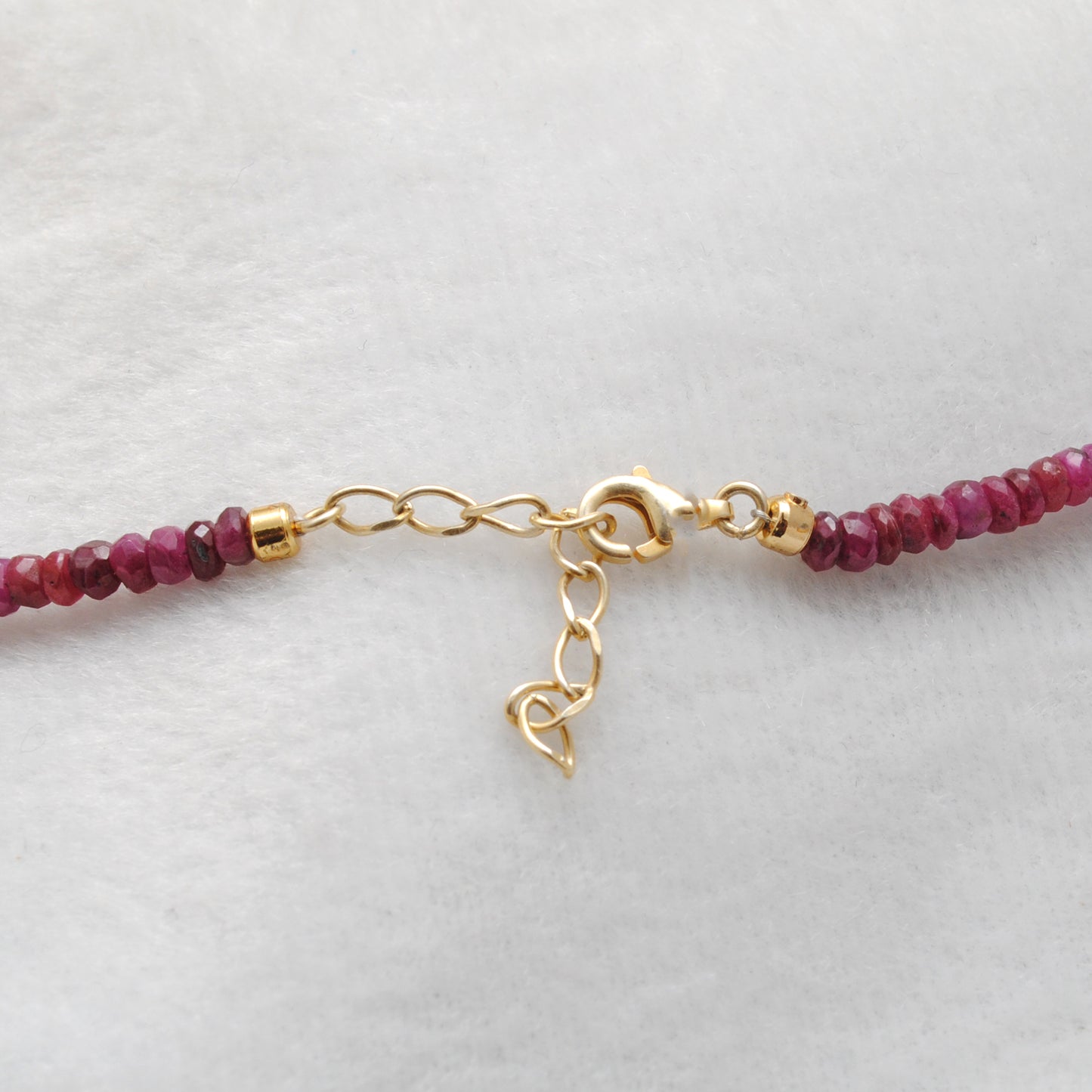 Genuine Ombre Ruby Beaded Necklace with Uncut Diamond Pendant, 925 Sterling Silver, Handmade Jewelry Gift