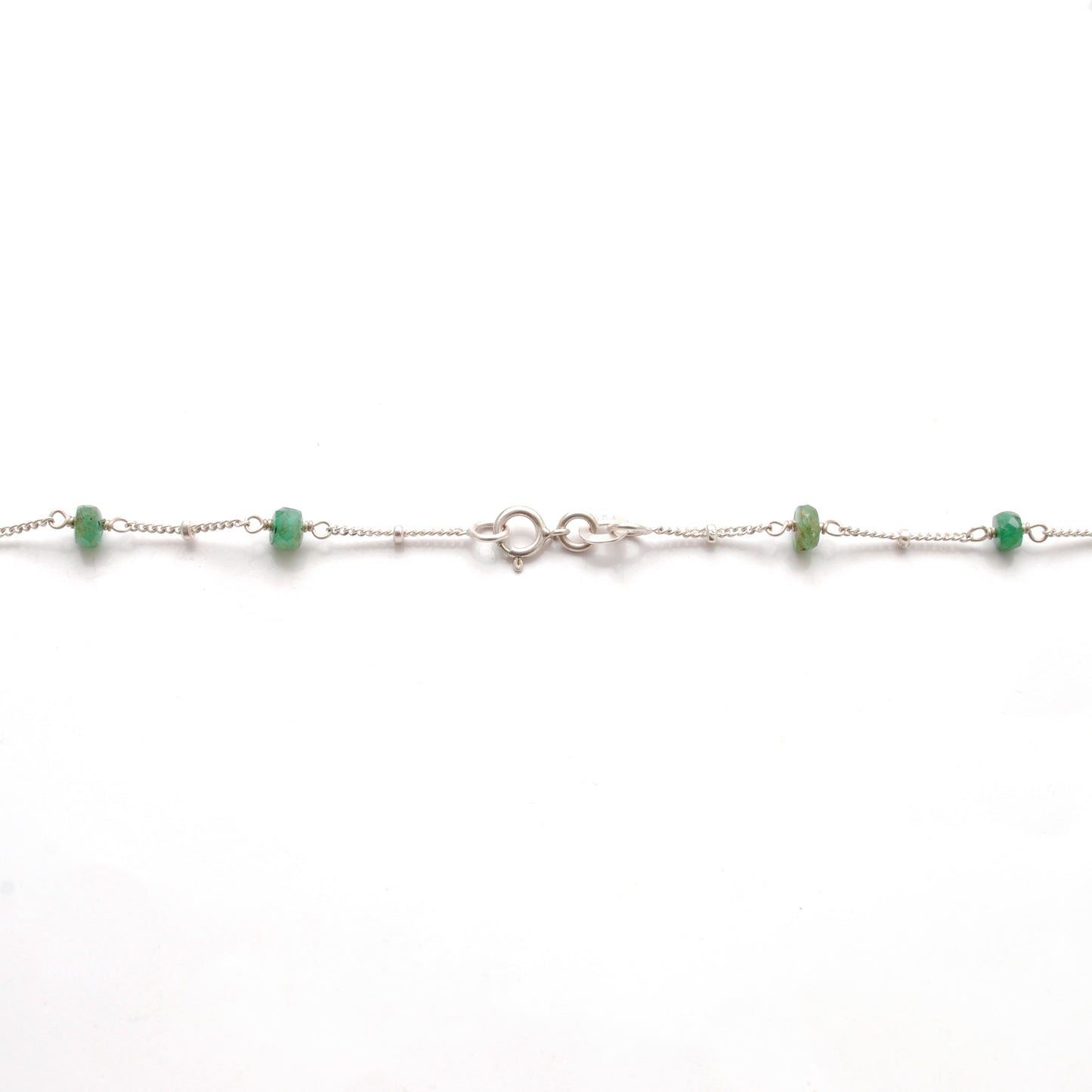 Natural Emerald Tiny Beaded Choker Chain Necklace