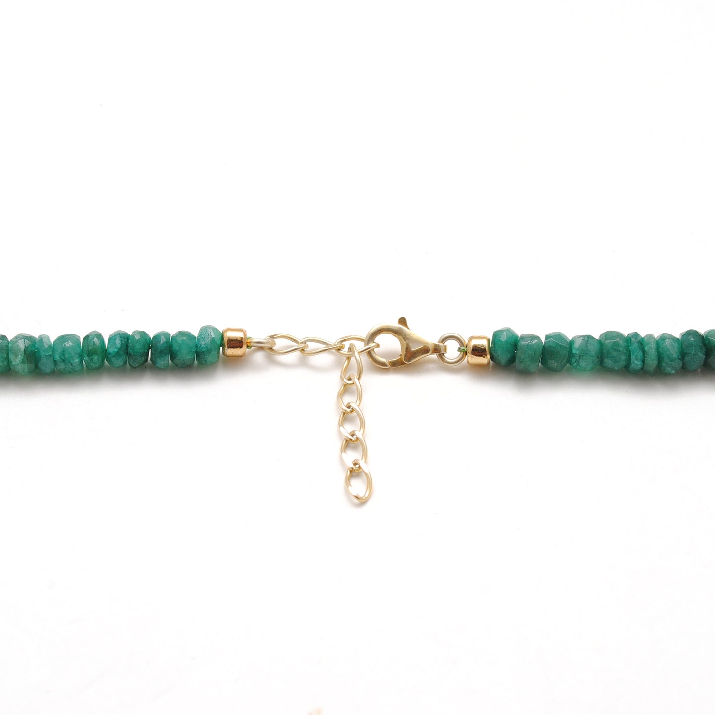 Pearl & Emerald Rondelle Beaded Necklace 18"