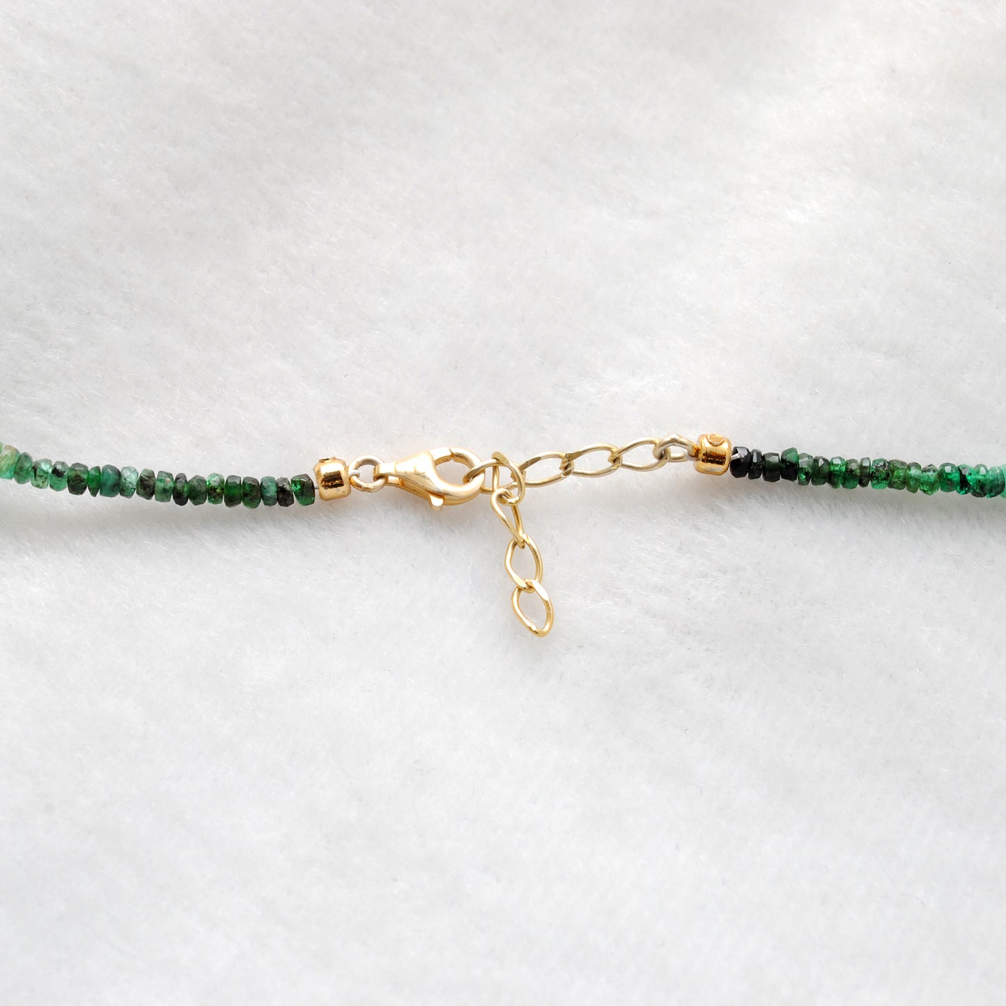 Shaded Emerald Beaded Silver Necklace