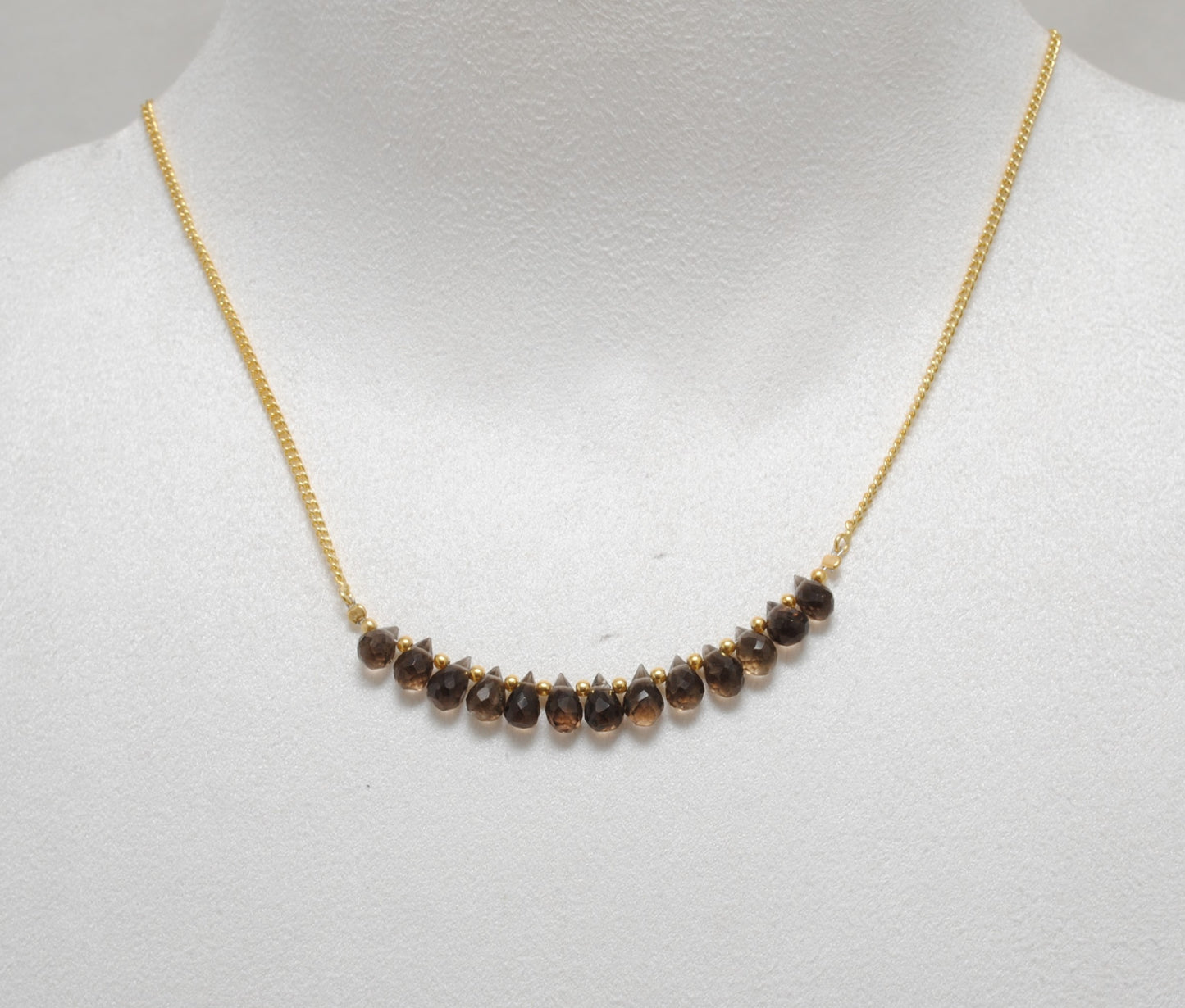 925 Sterling Silver Natural Smoky Quartz Drop Necklace - 18"