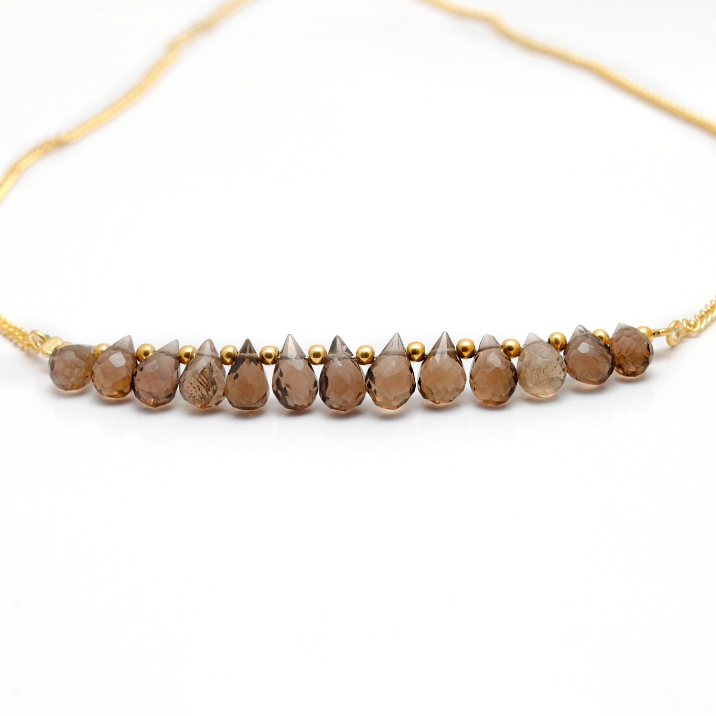 925 Sterling Silver Natural Smoky Quartz Drop Necklace - 18"