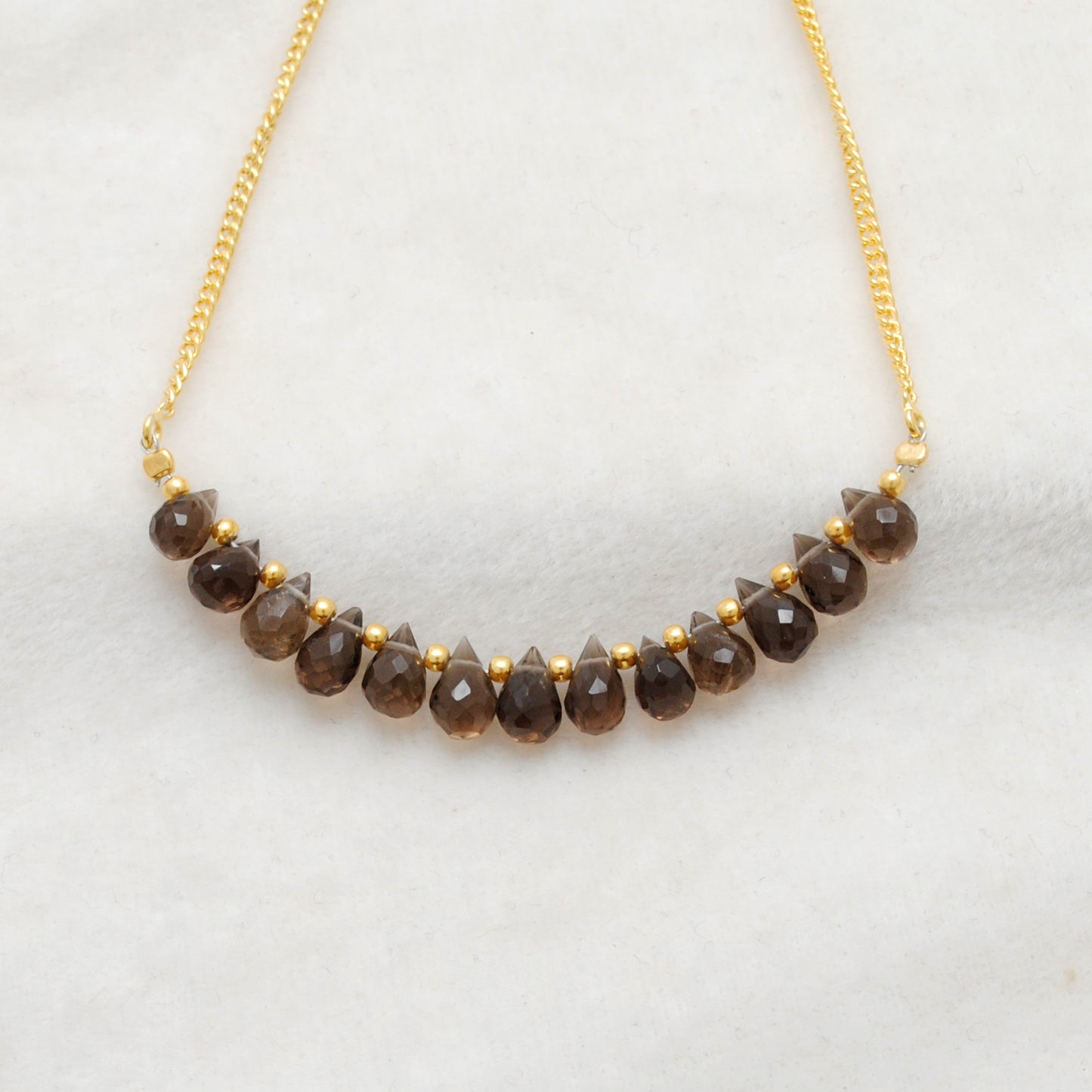 925 Sterling Silver Natural Smoky Quartz Drop Necklace - 18"
