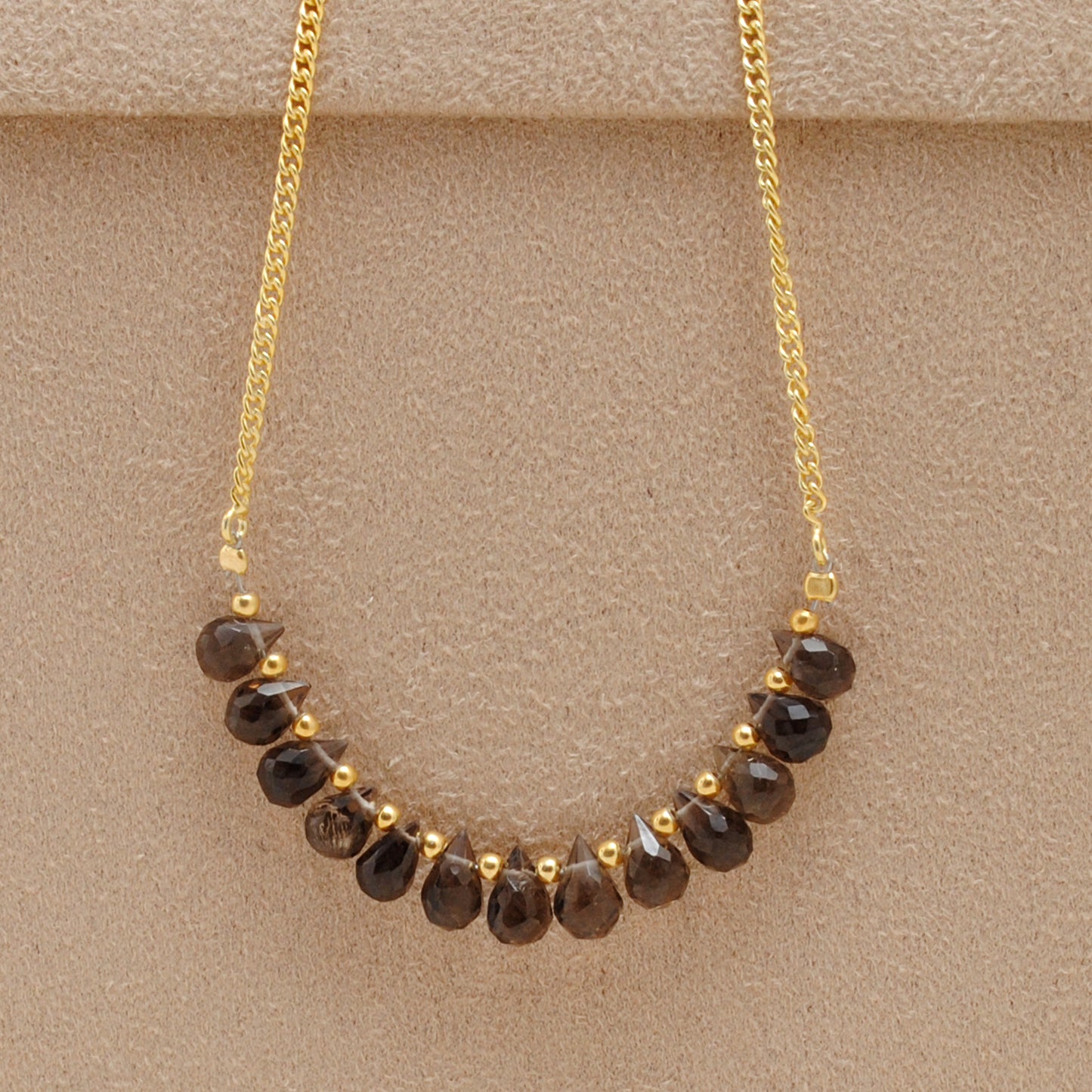 925 Sterling Silver Natural Smoky Quartz Drop Necklace - 18"