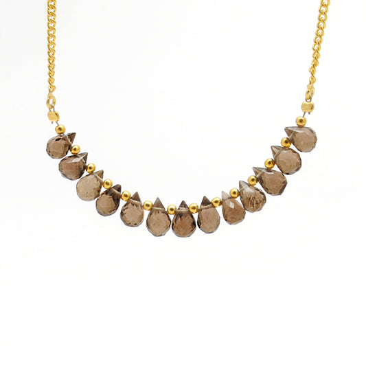 925 Sterling Silver Natural Smoky Quartz Drop Necklace - 18" - Kanika Creations