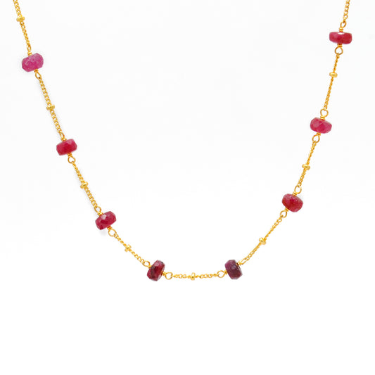 925 Sterling Silver Natural Multi Sapphire Rondelle Necklace 19" - Kanika Creations