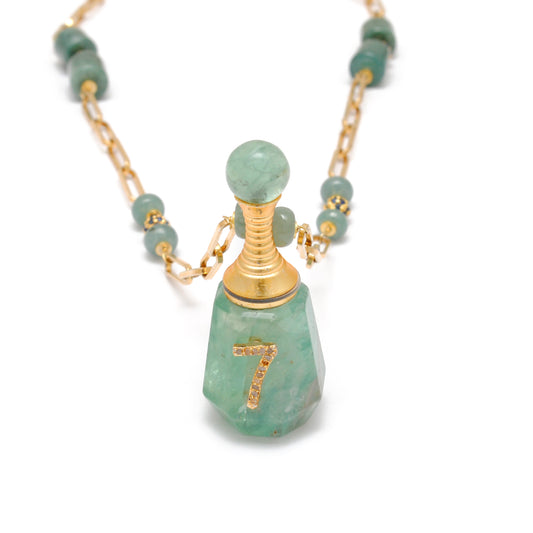 925 Sterling Silver Green Jade & Diamond Fancy Minimalist Necklace - Kanika Creations