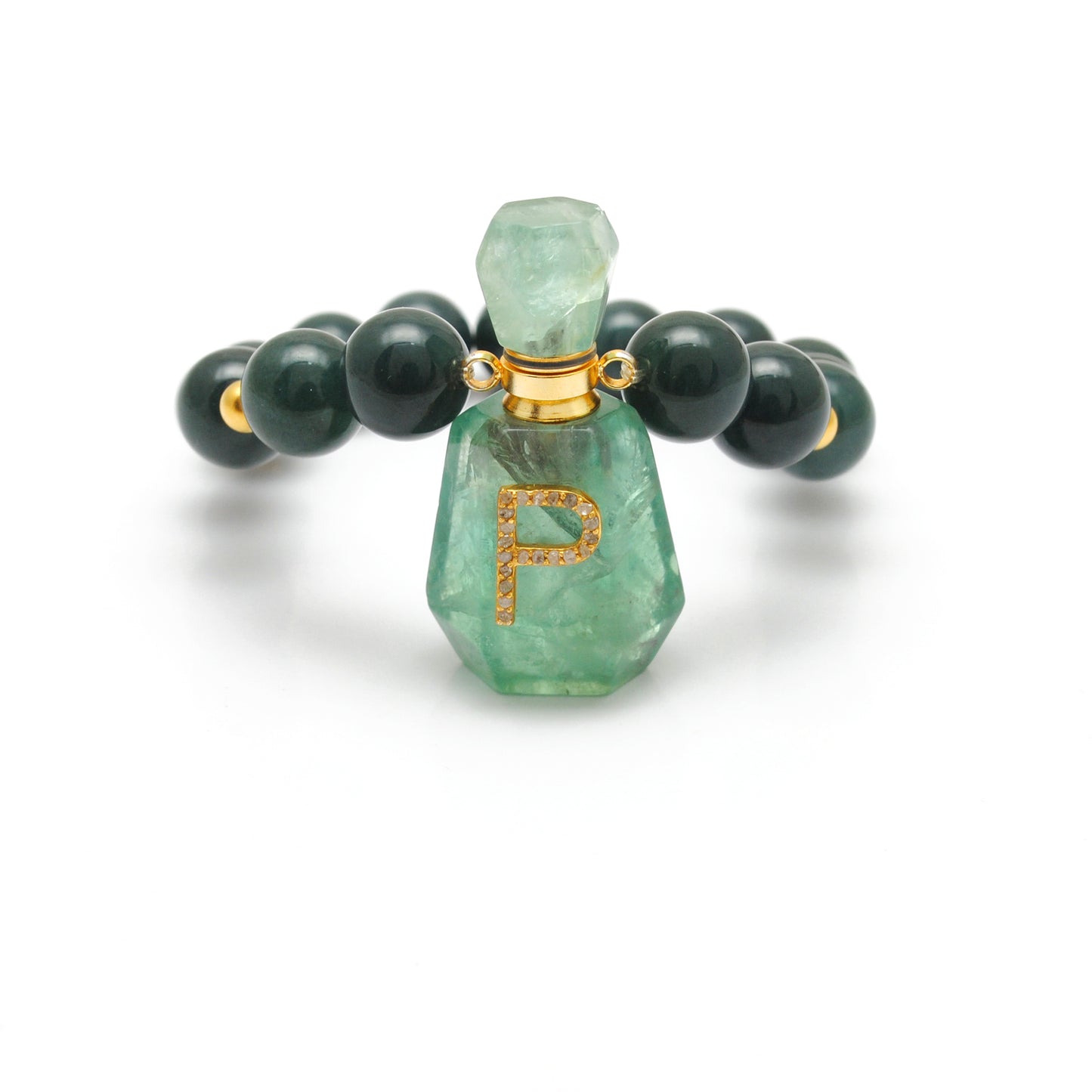 925 Sterling Silver Green Jade & Aventurine Fancy Beaded Bracelet - Kanika Creations