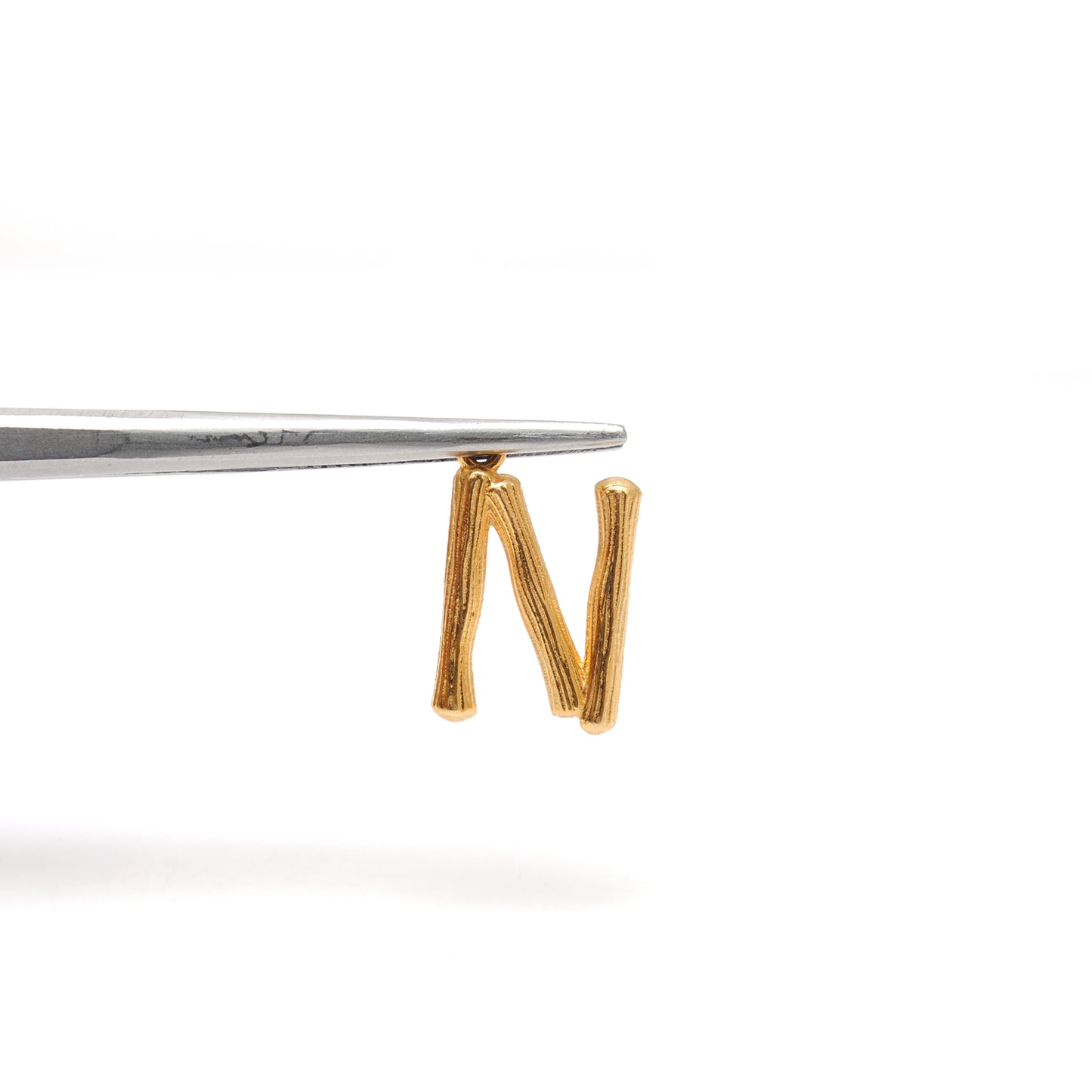 18k Solid Yellow Gold N Initial Letter Charm Pendant