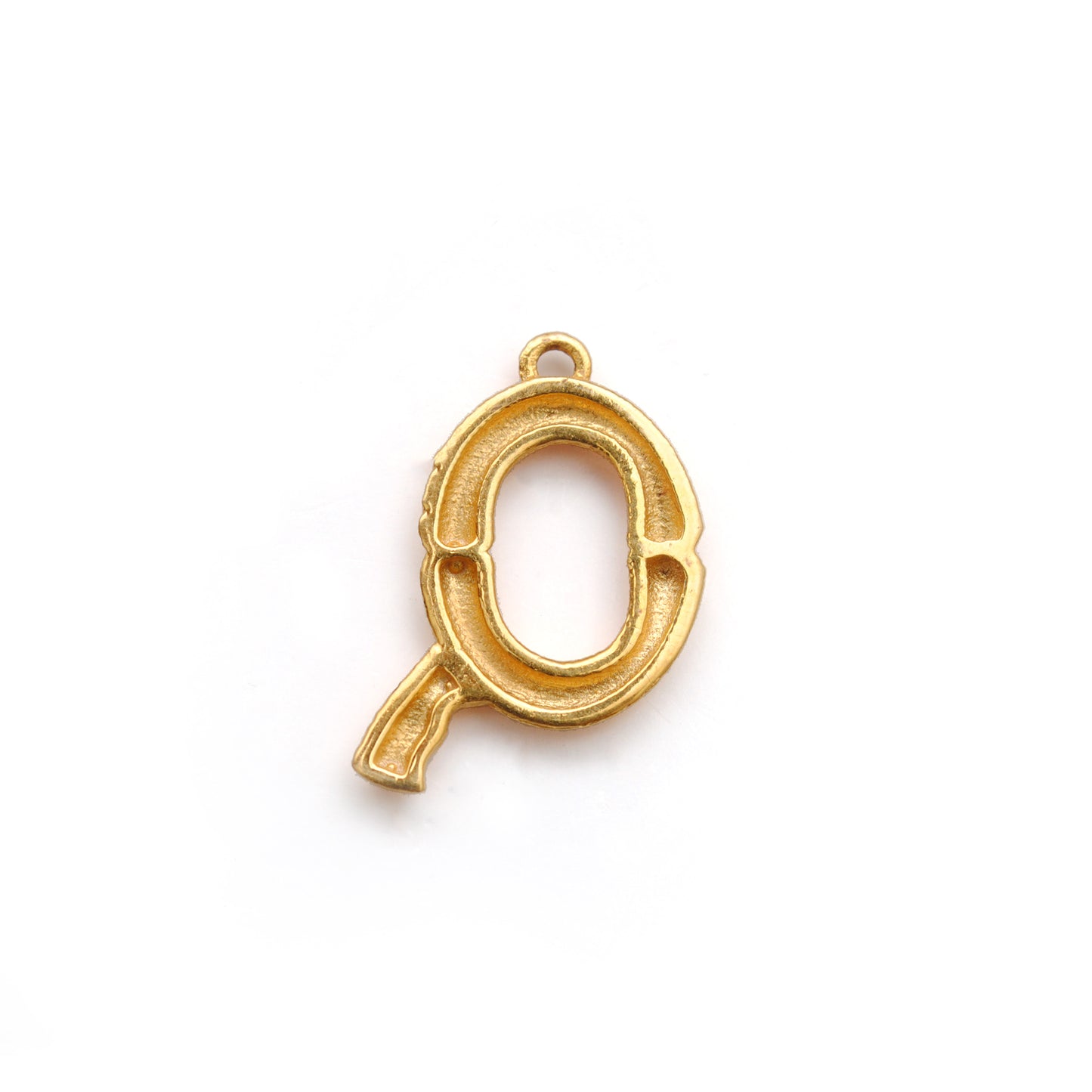 18k Solid Yellow Gold Q Initial Letter Charm Pendant