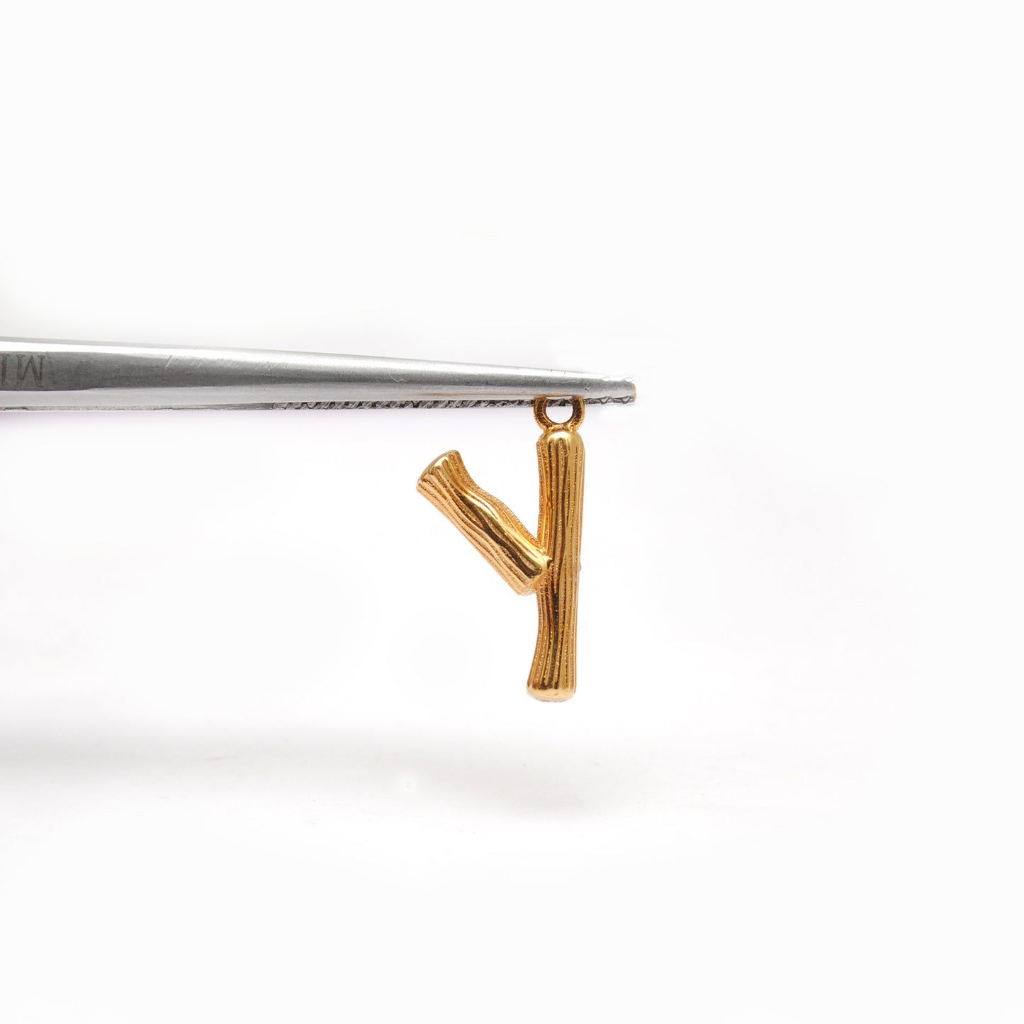 18K Solid Yellow Gold Pendant Y Initial Letter Charm