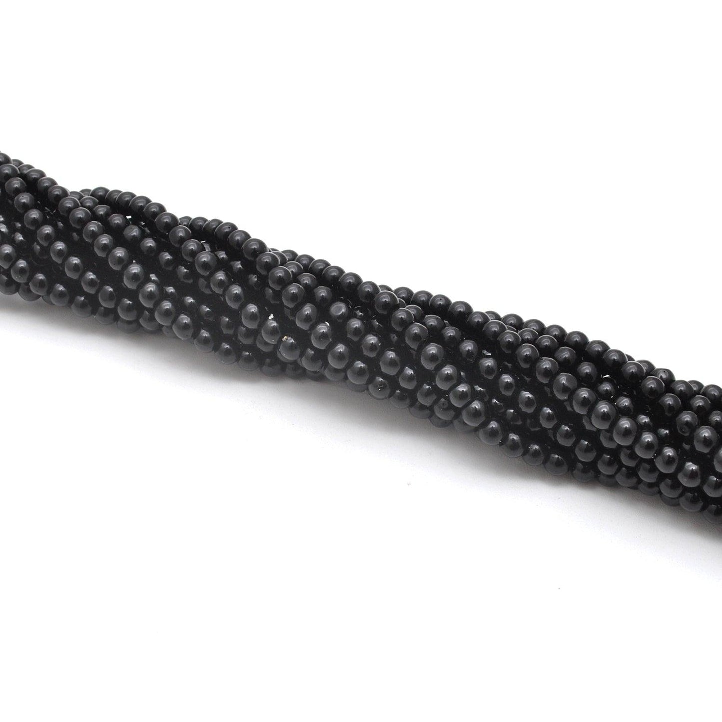 Black onyx plain round beads for classic jewelry - side profile