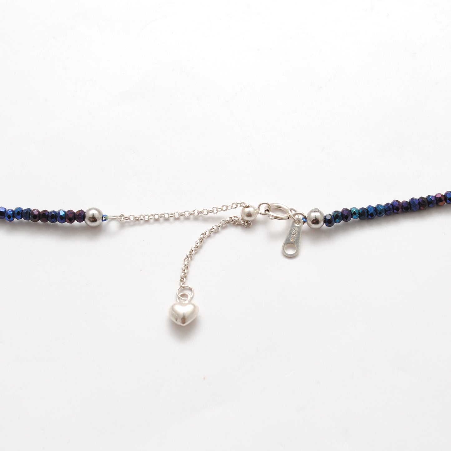 Black Spinel Blue Mystic Strand Necklace - Clasp Detail Handmade