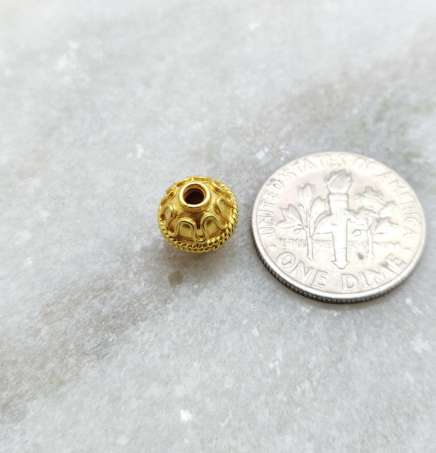 18k Solid Yellow Gold Ball Spacer Beads 8mm - Kanika Creations